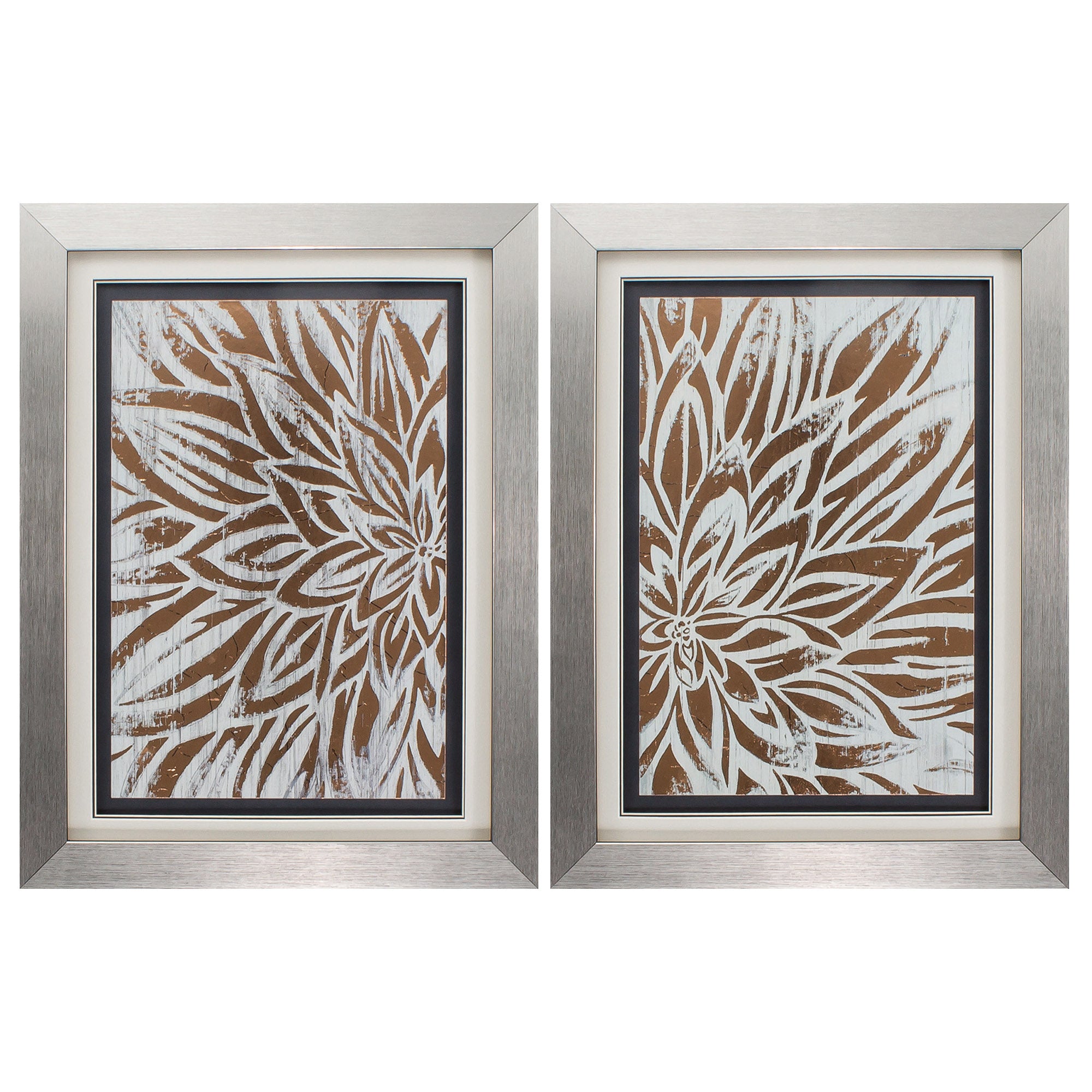 18" X 24" Silver Frame Barnwood Bloom (Set of 2)