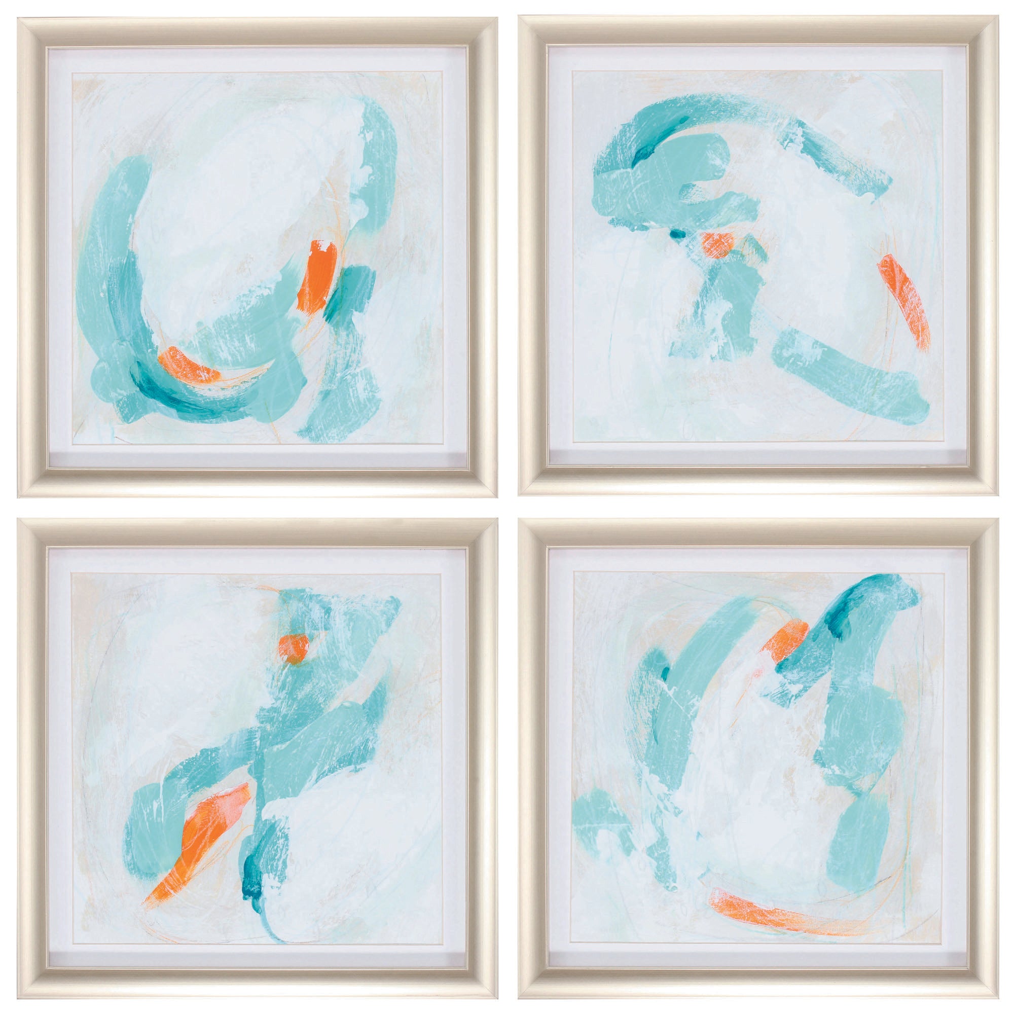 20" X 20" Champagne Gold Color Frame  Tidal Current (Set of 4)