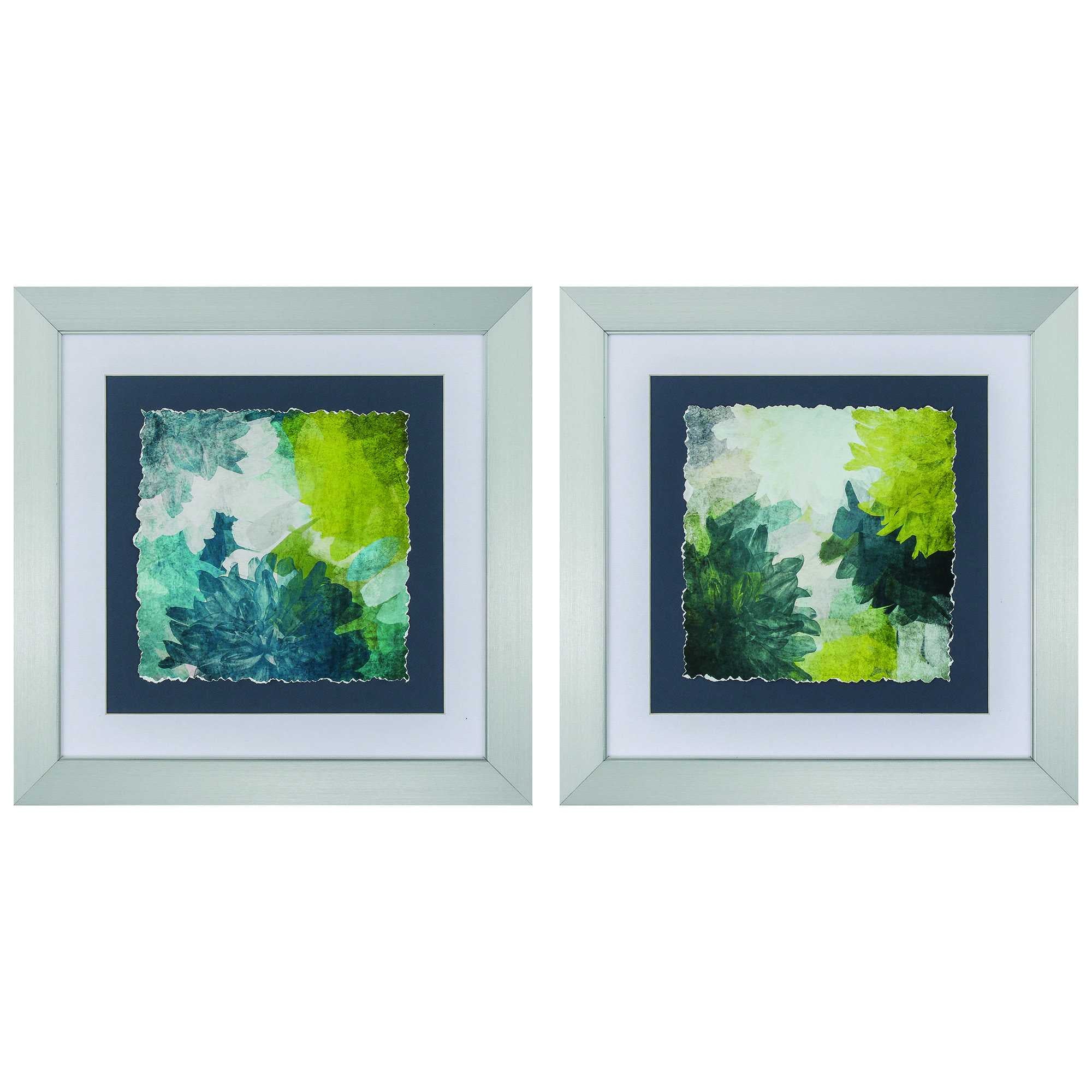 22" X 22" Silver Frame Blue Green Inspire (Set of 2)