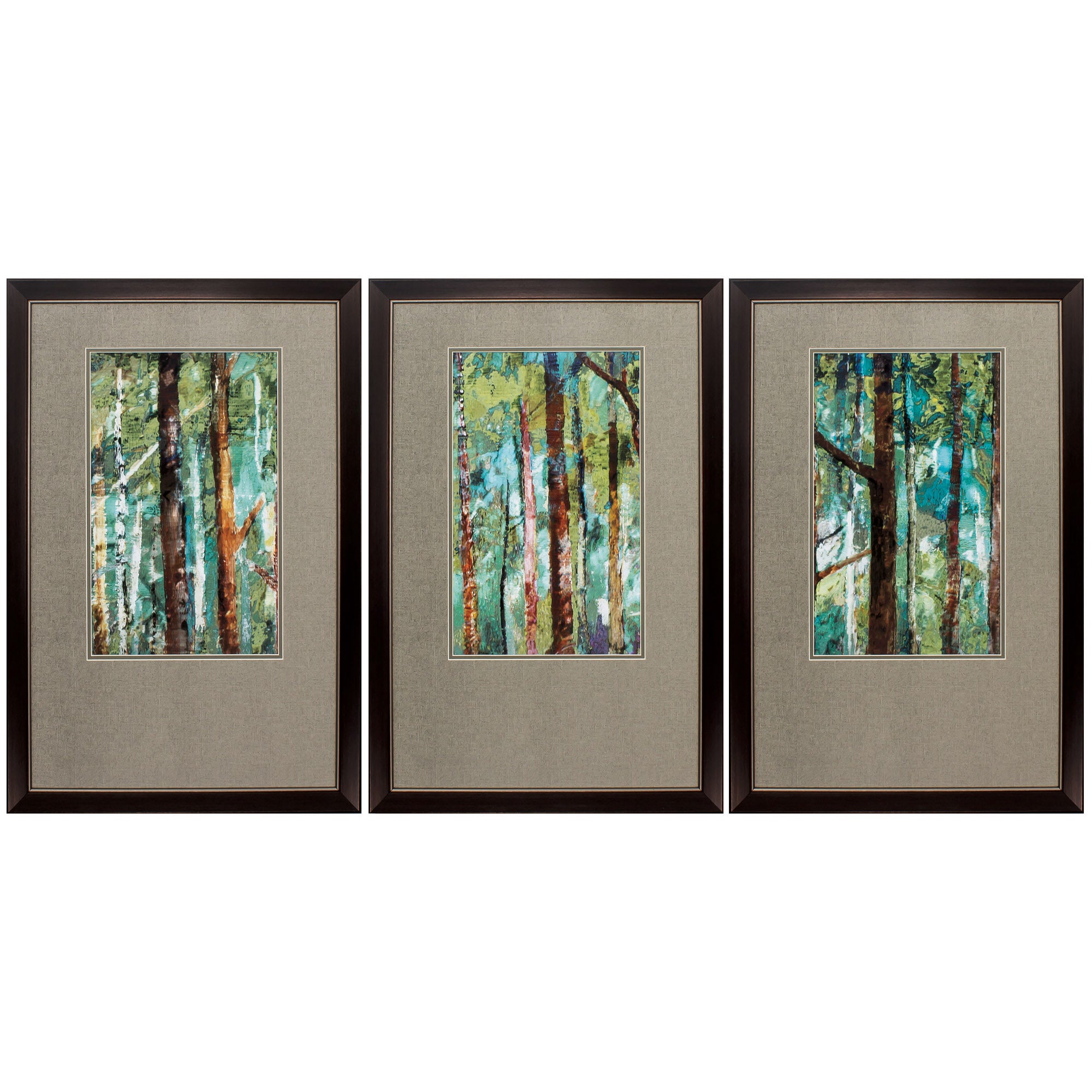 21" X 32" Brown Frame Woodland Set of 3