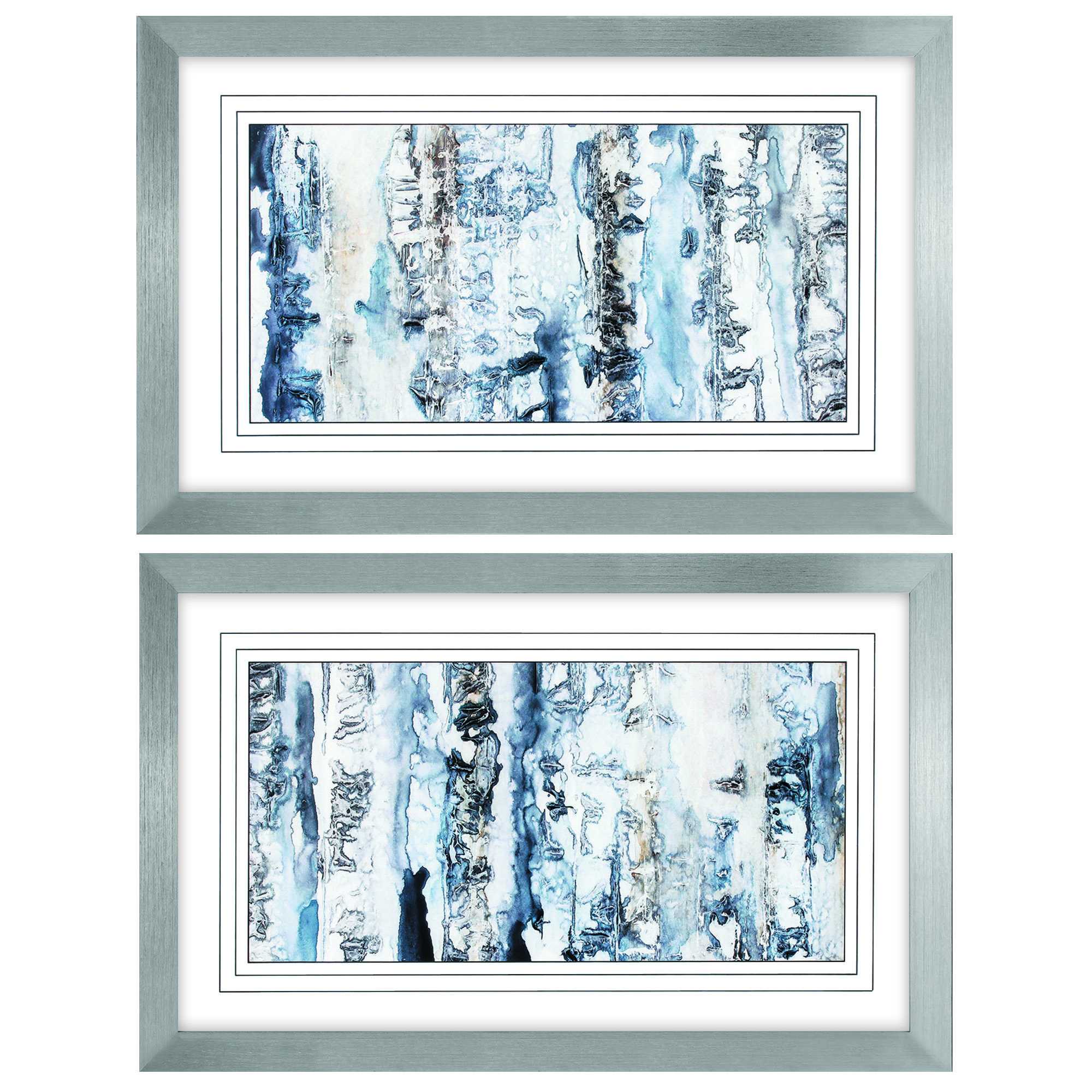 32" X 20" Silver Frame Neutral Strata (Set of 2)