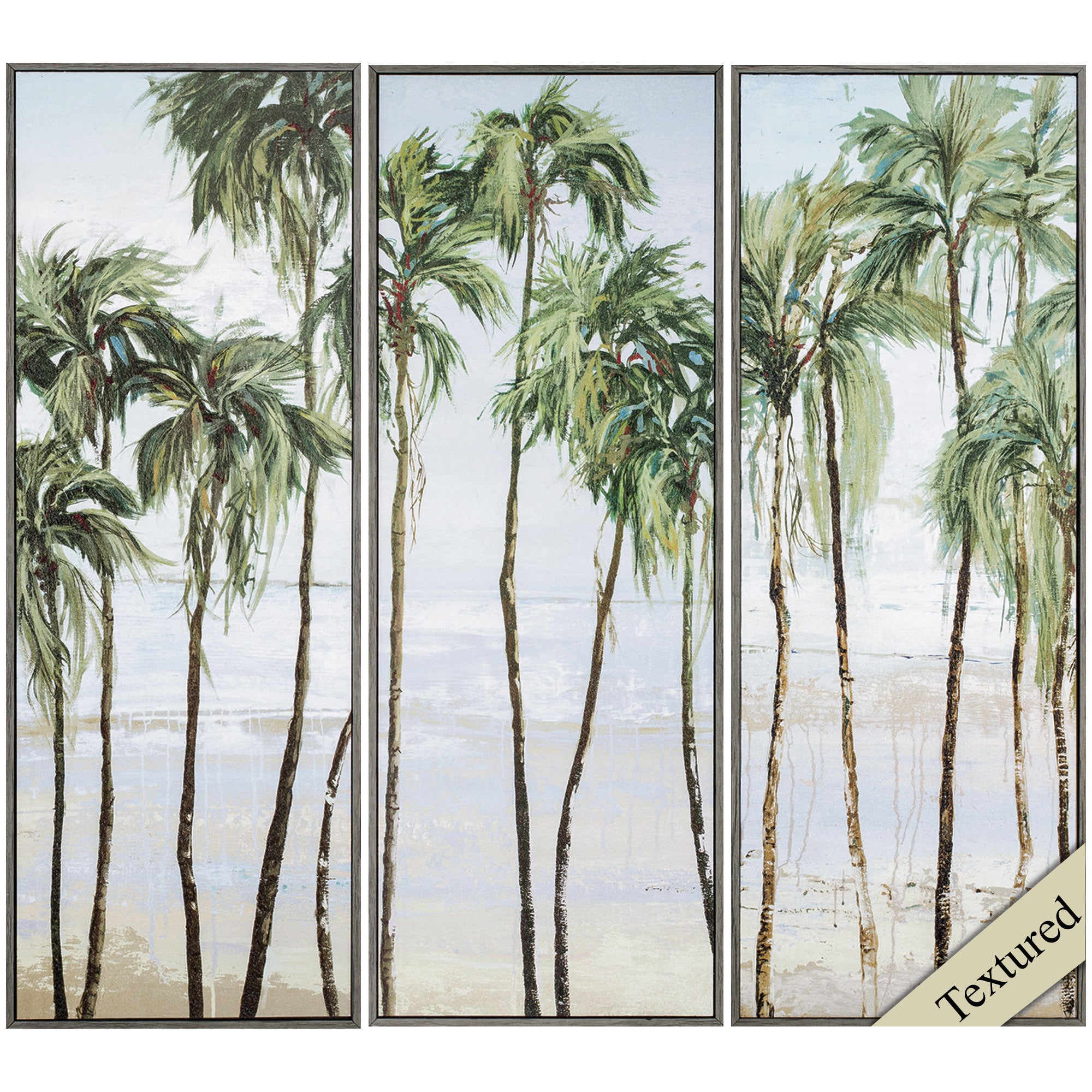 12" X 34" Woodtoned Frame Palm Breeze (Set of 3)
