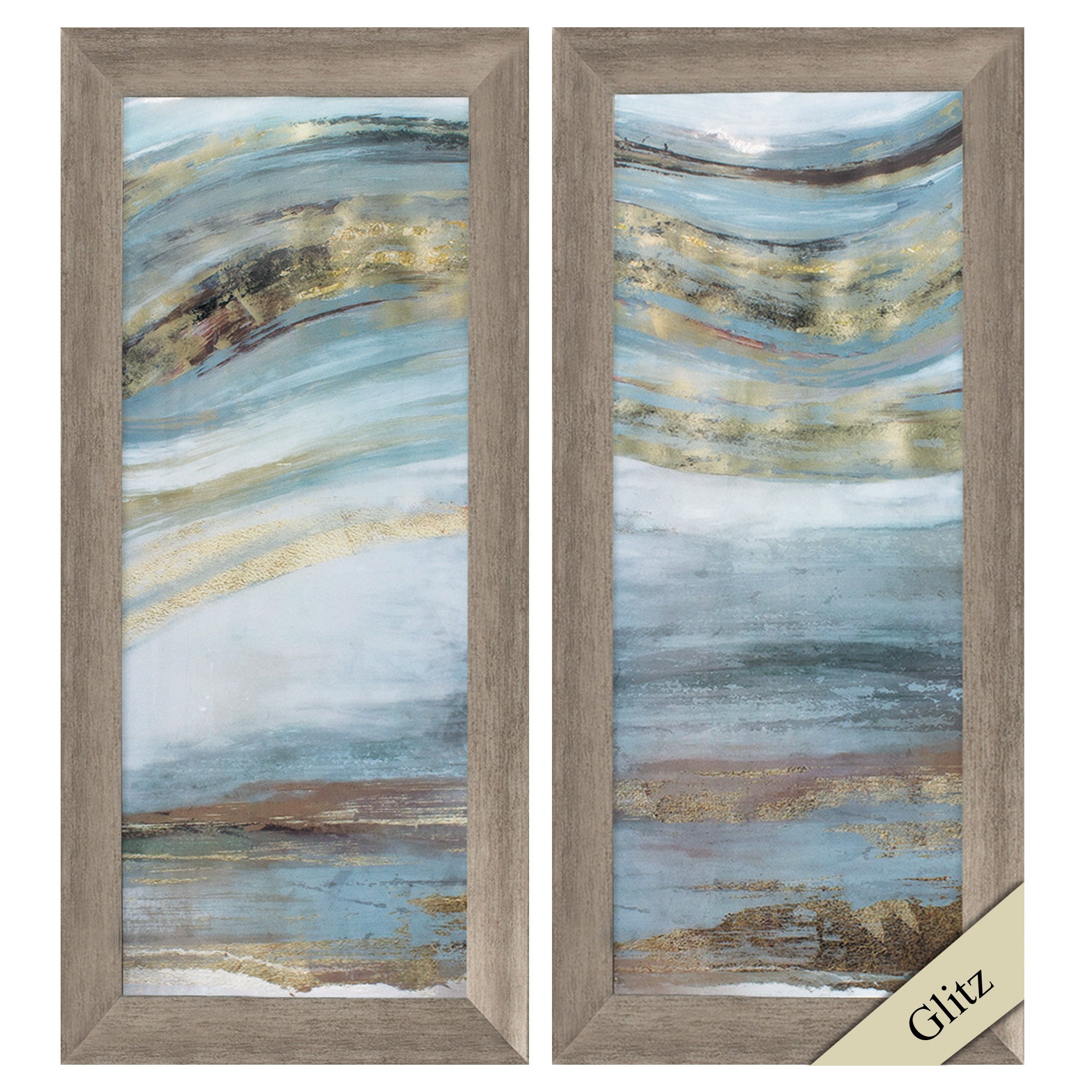 16" X 36" Champagne Color Frame  Gold Swirl (Set of 2)