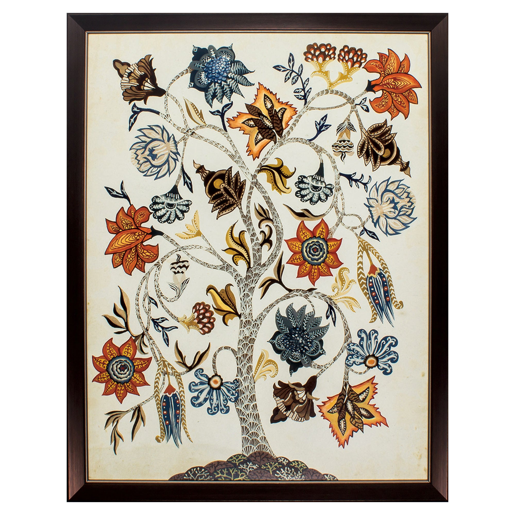 27" X 35" Brown Frame Vintage Tree Of Life