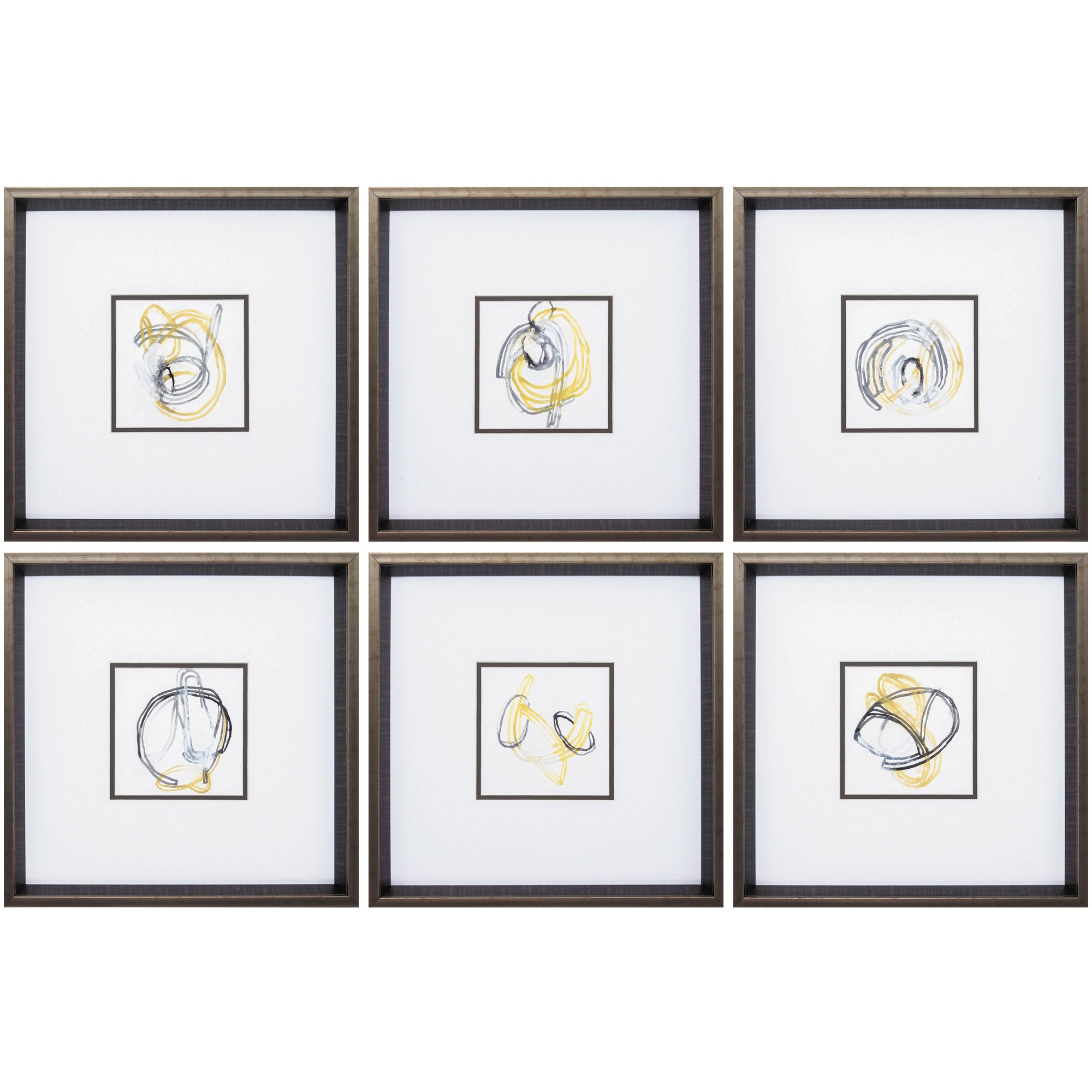 16" X 16" Brushed Silver Frame String Orbit Set of 6