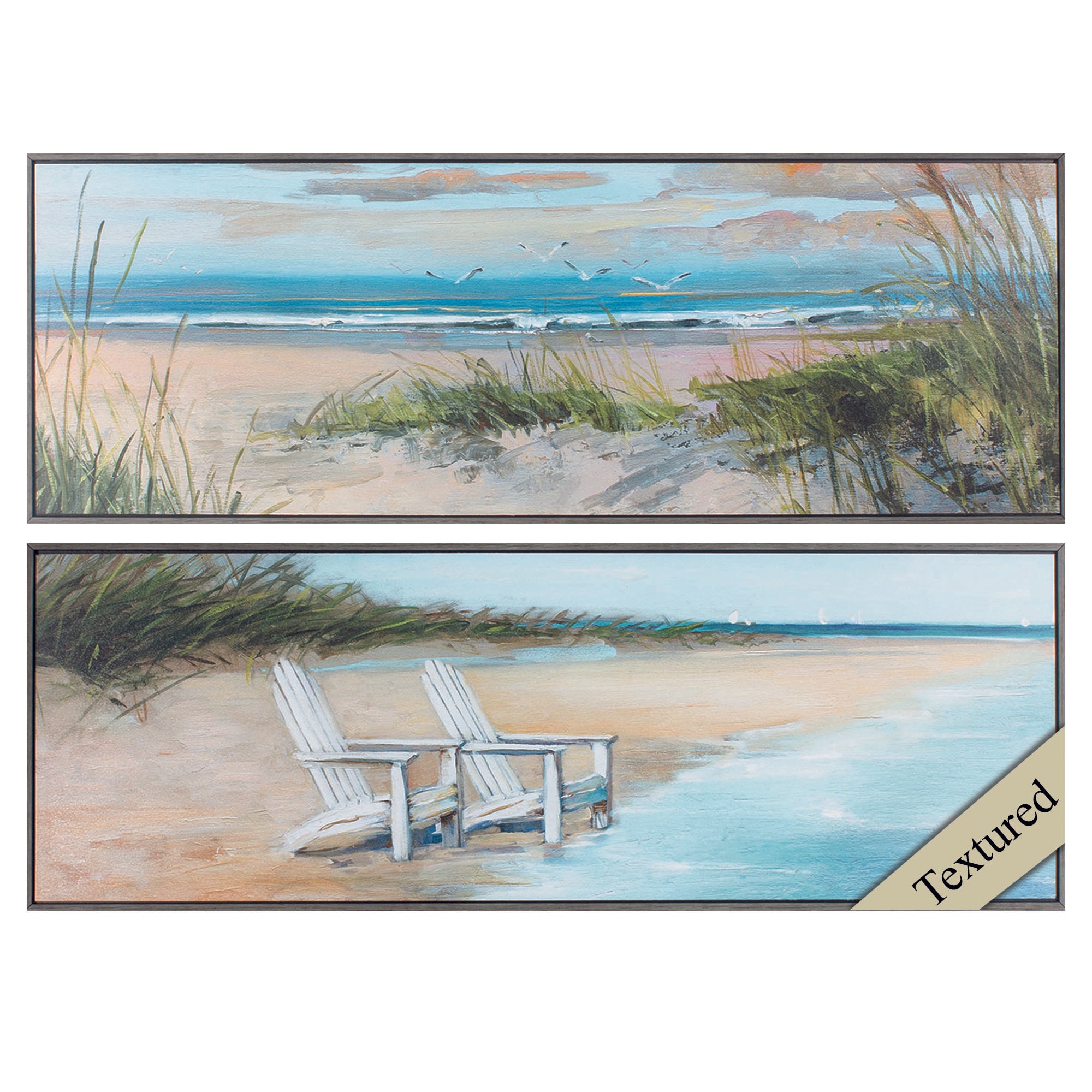 36" X 12" Woodtoned Frame Wind Water (Set of 2)