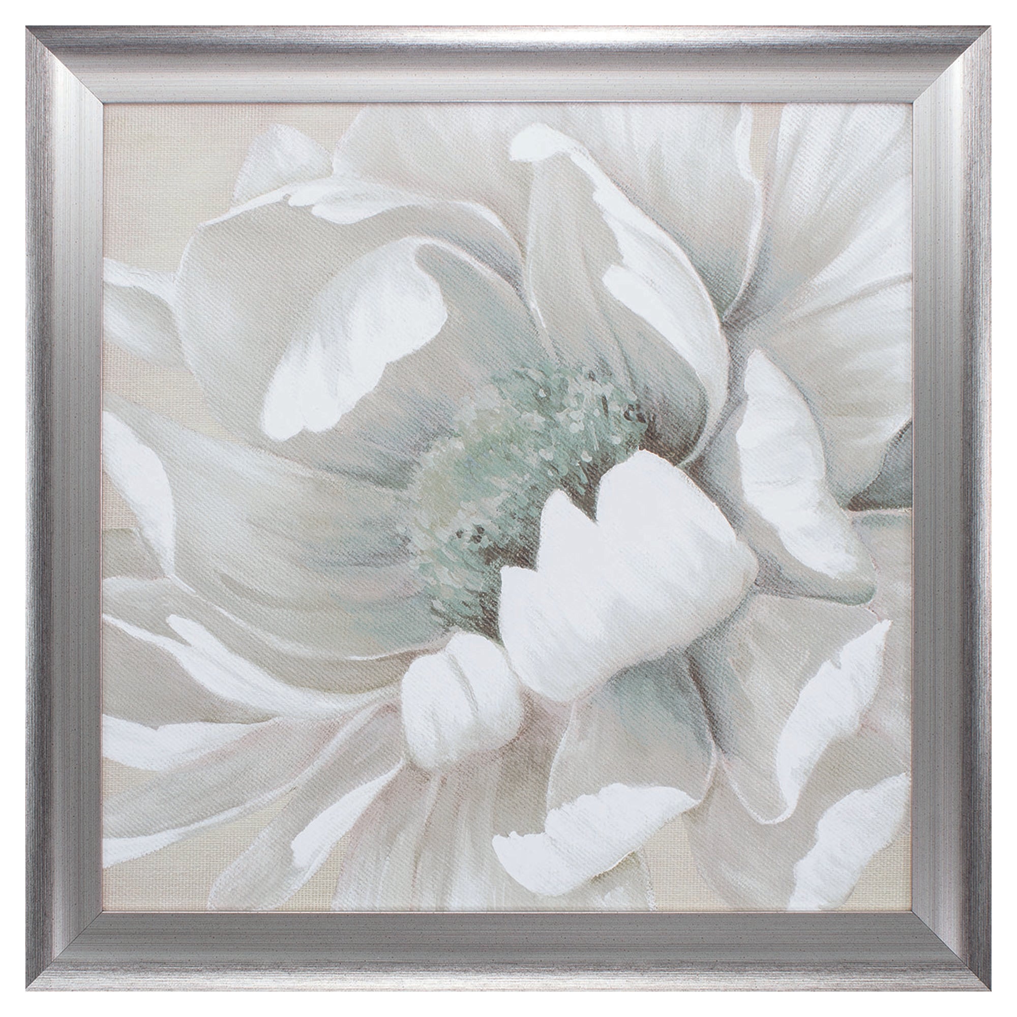 28" X 28" Silver Frame Winter Blooms II