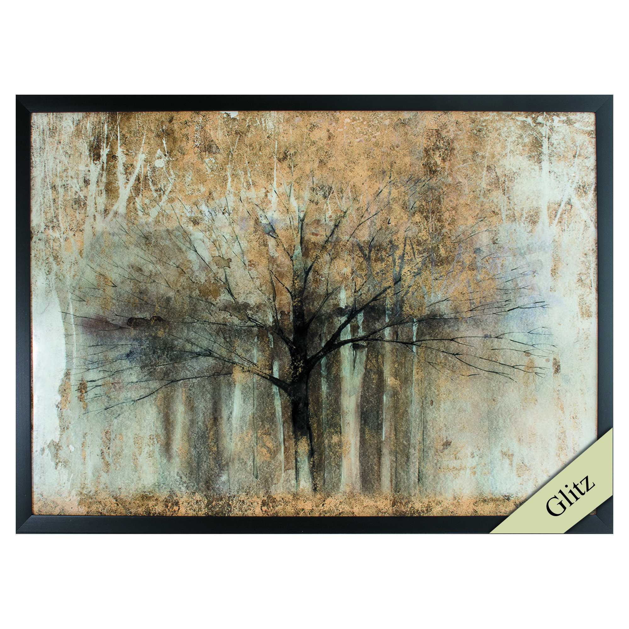 36" X 26" Dark Wood Toned Frame Open Arms Gold