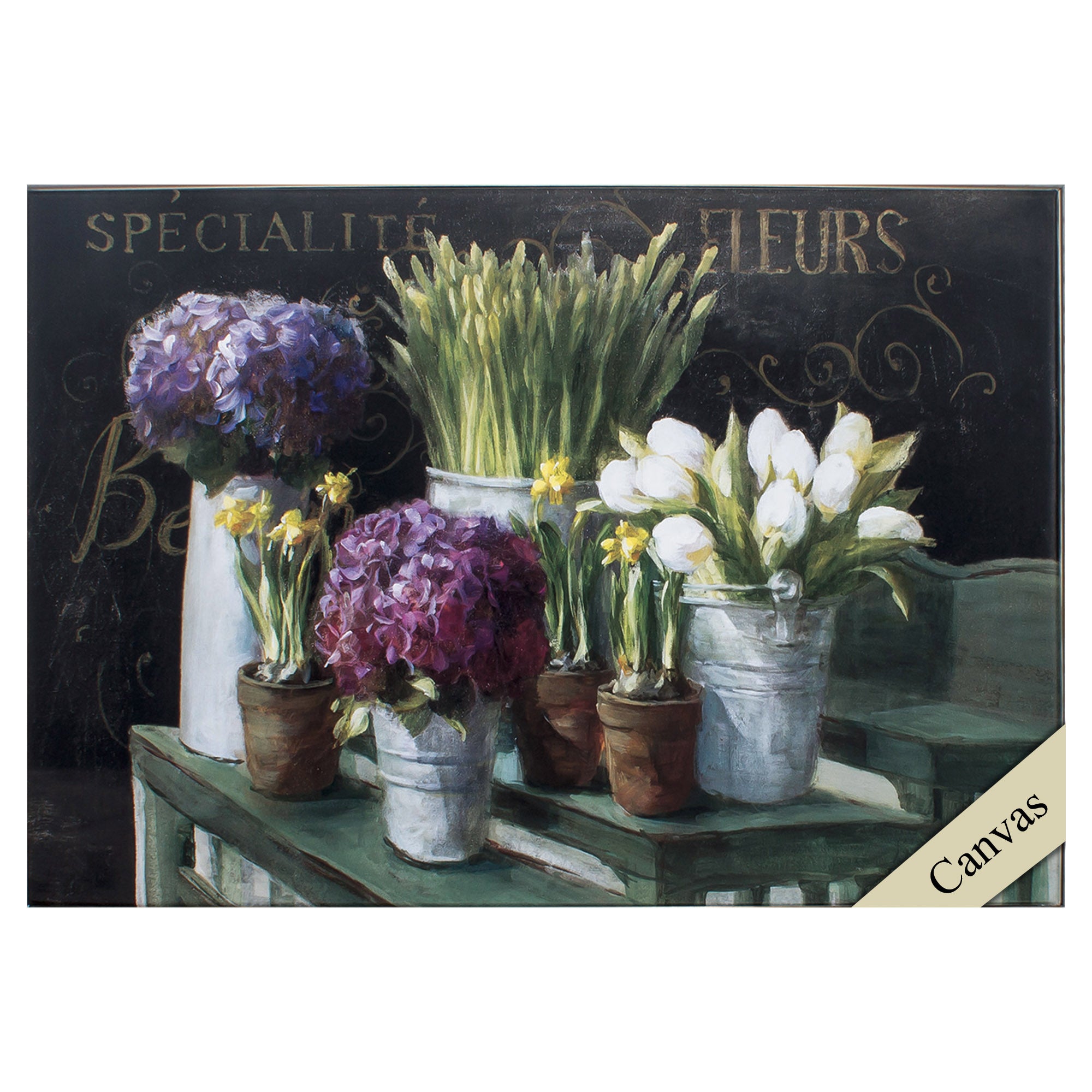 34" X 24" Brown Frame Les Fleurs Printemps