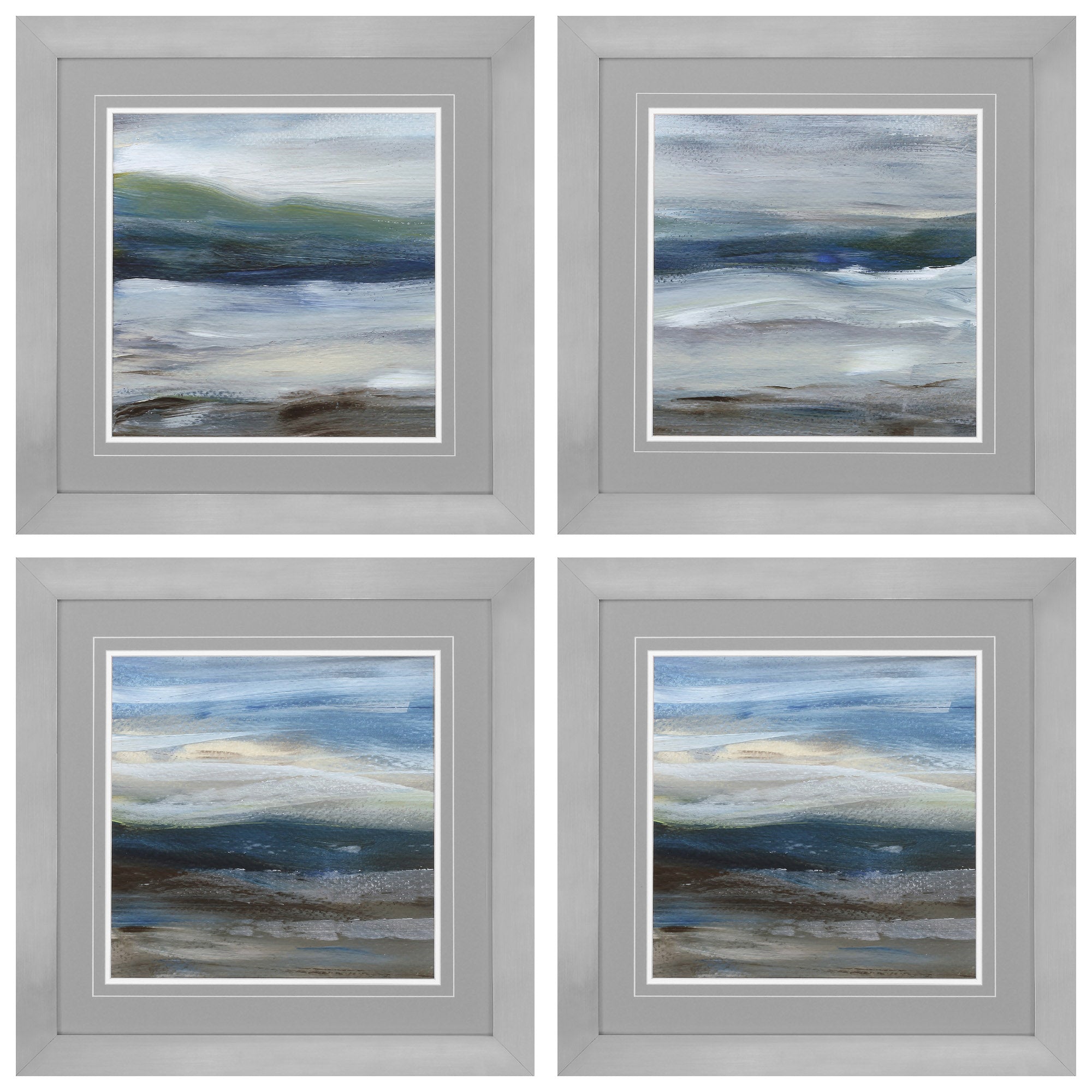 25" X 25" Silver Frame Denim Dance (Set of 4)