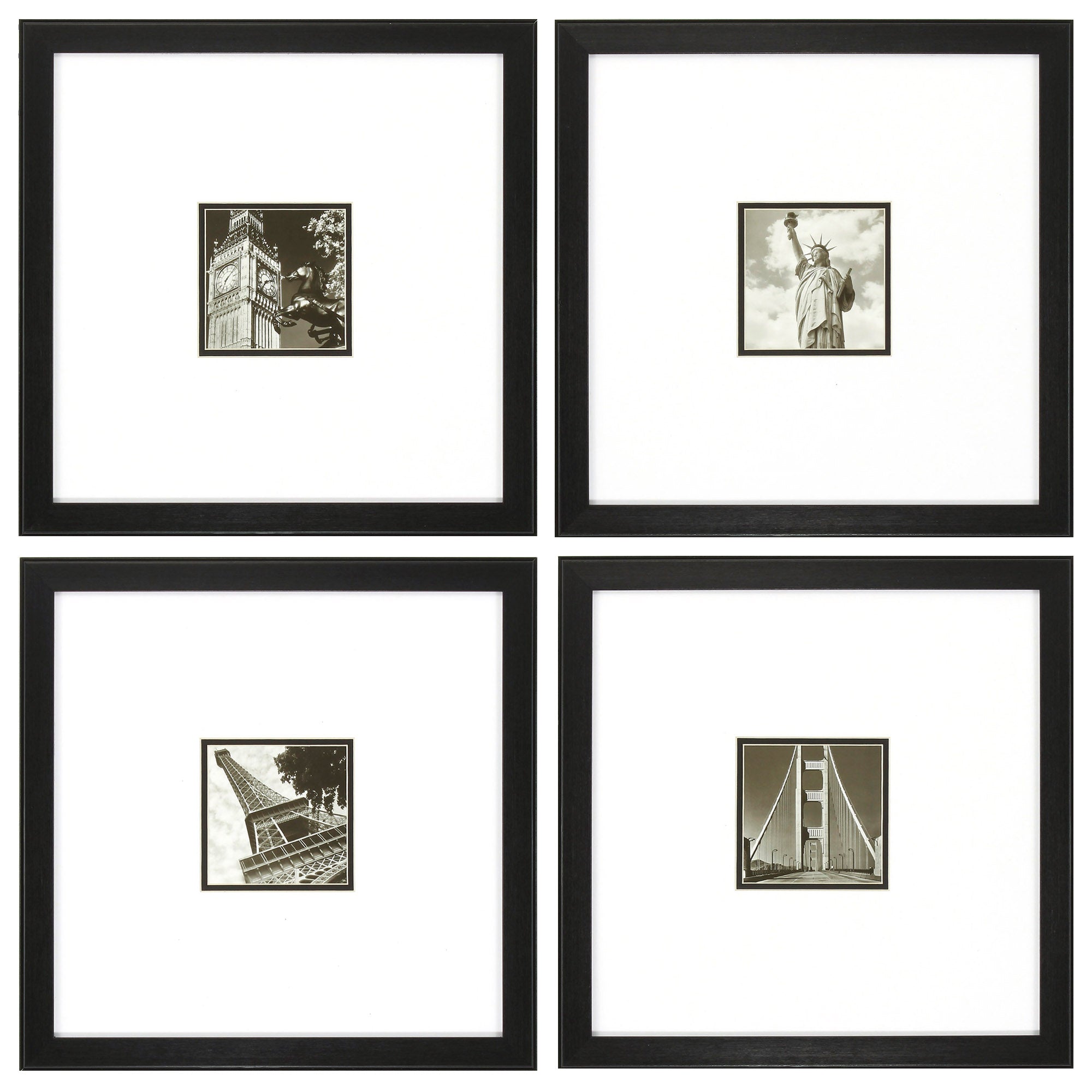 18" X 18" Dark Wood Toned Frame Photoscape (Set of 4)