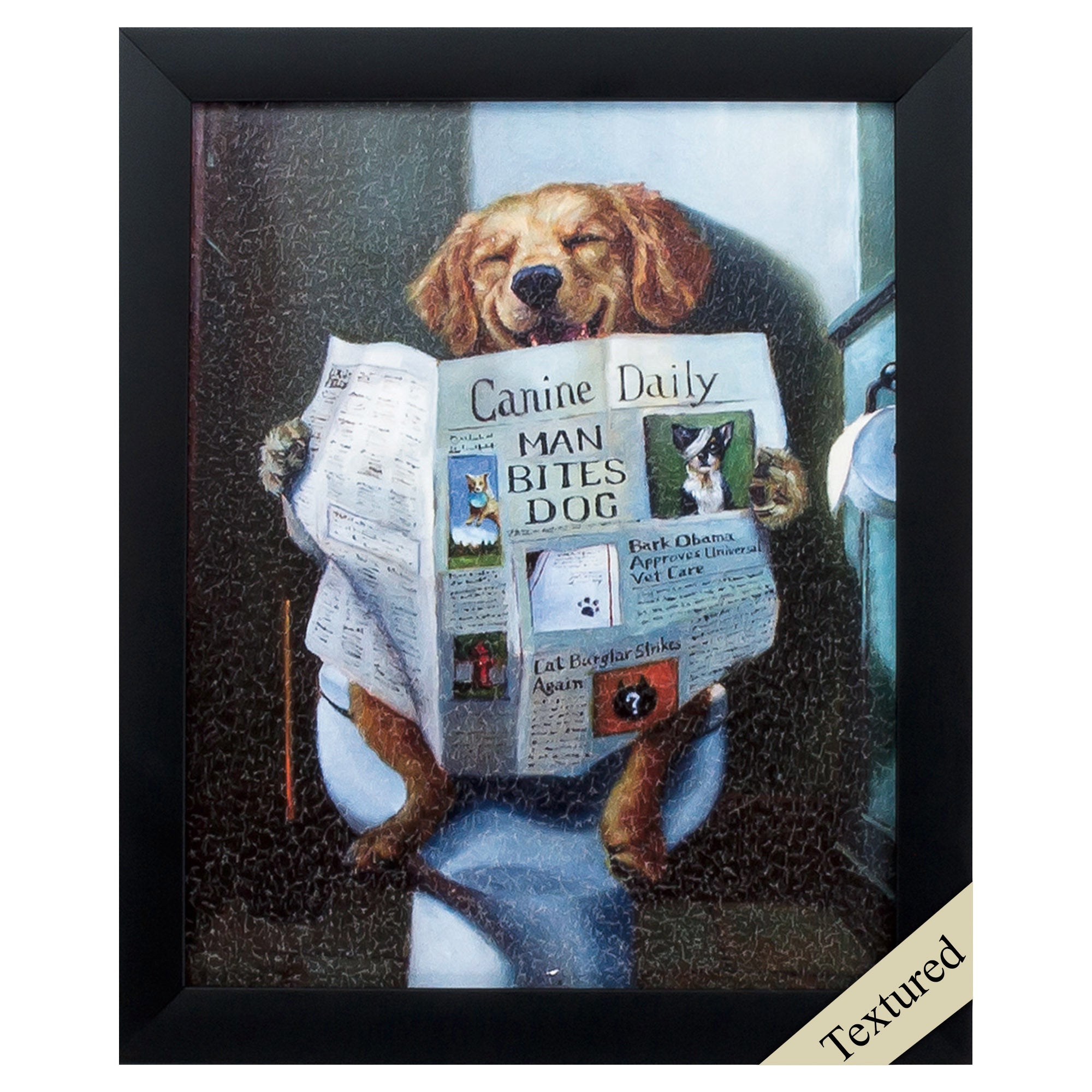 9" X 11" Black Frame Man Bites Dog