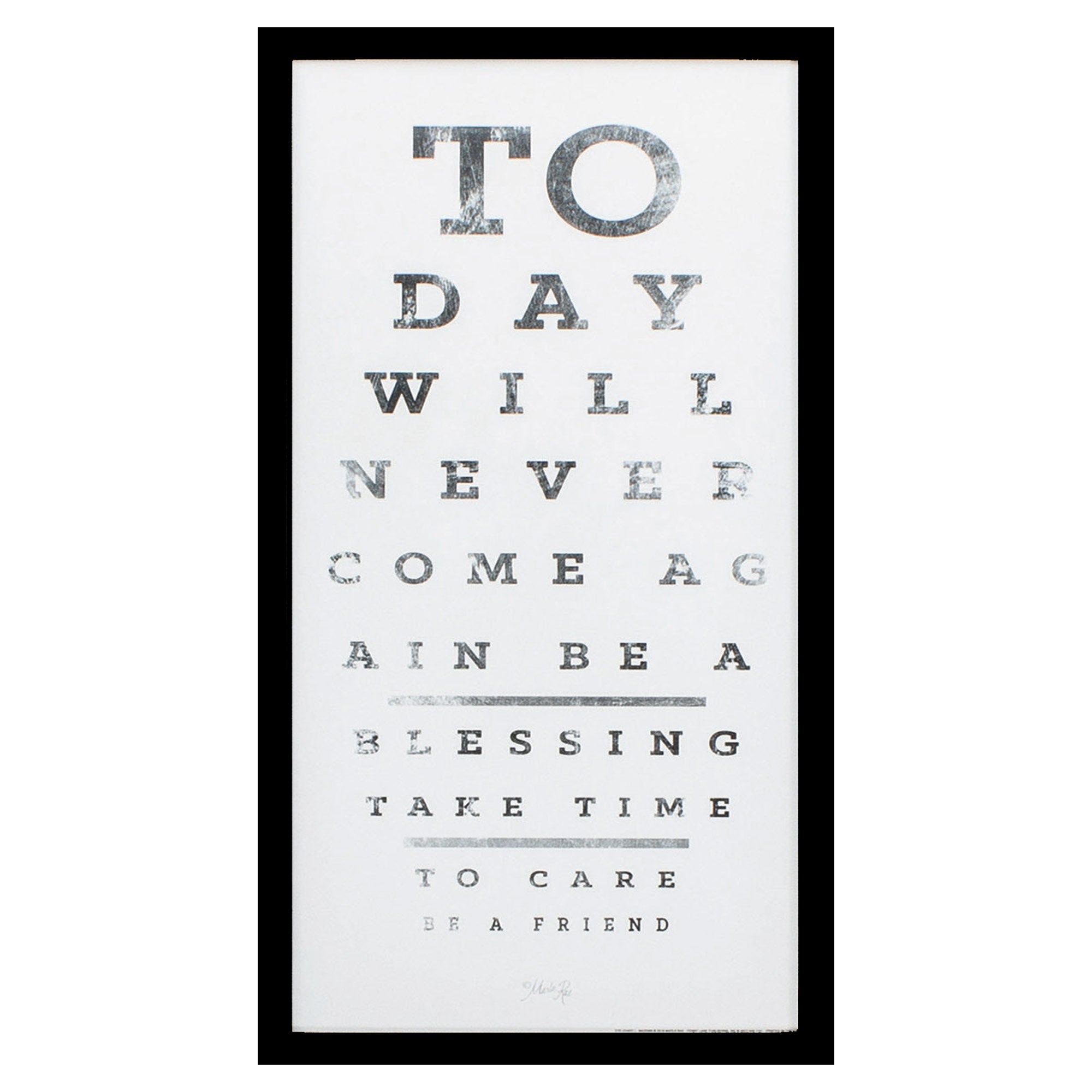 13" X 25" Silver Frame Eye Chart I