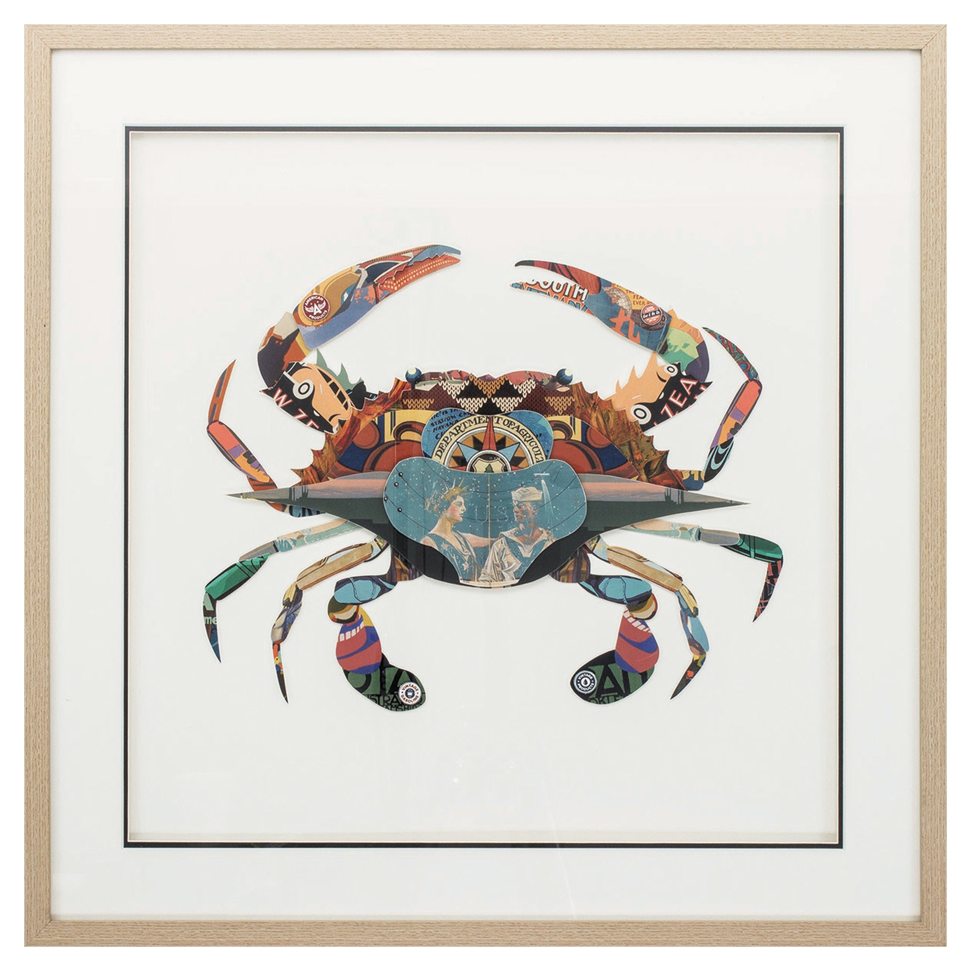 26" X 26" Paper Collage Crab