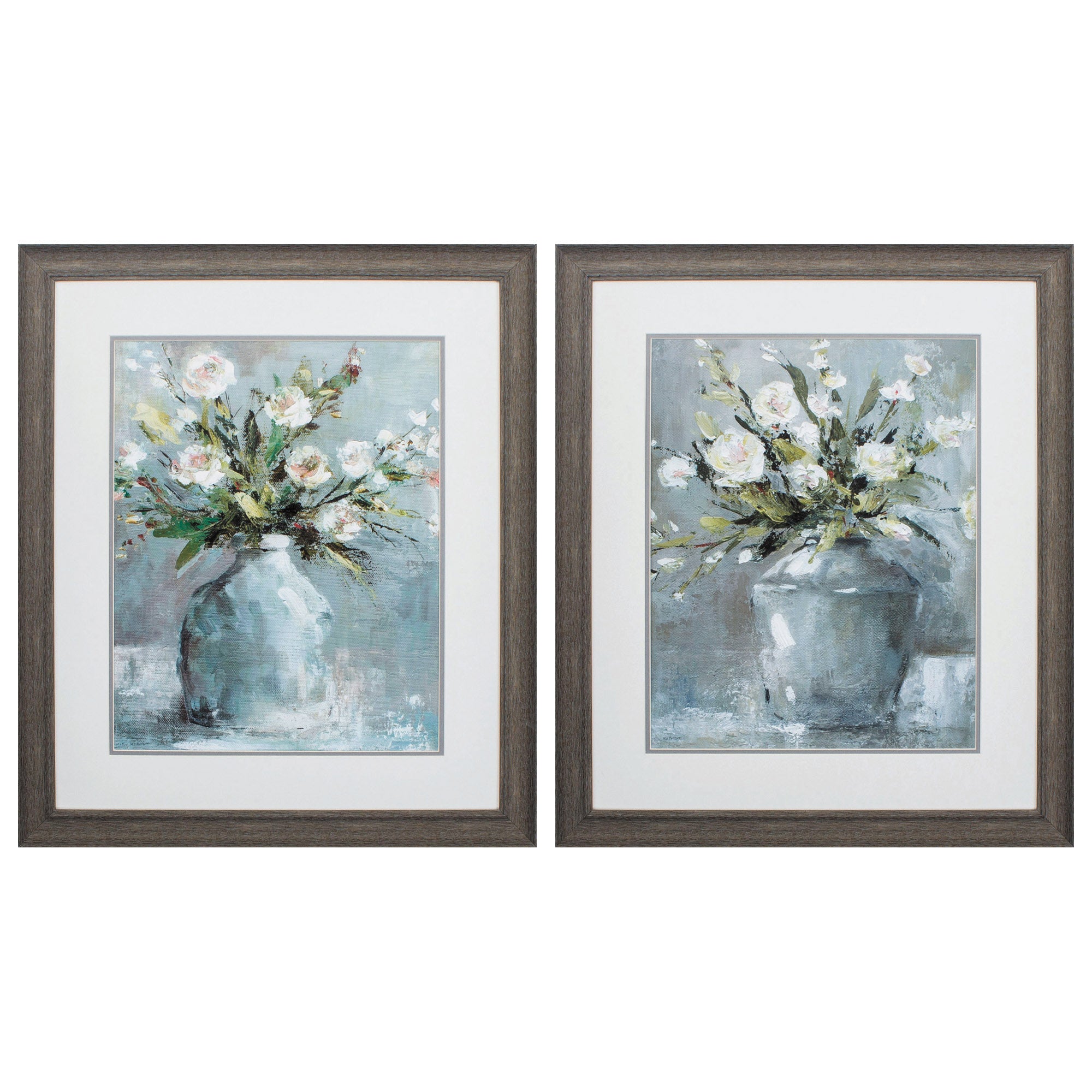 24" X 28" Distressed Wood Toned Frame Country Bouquet (Set of 2)