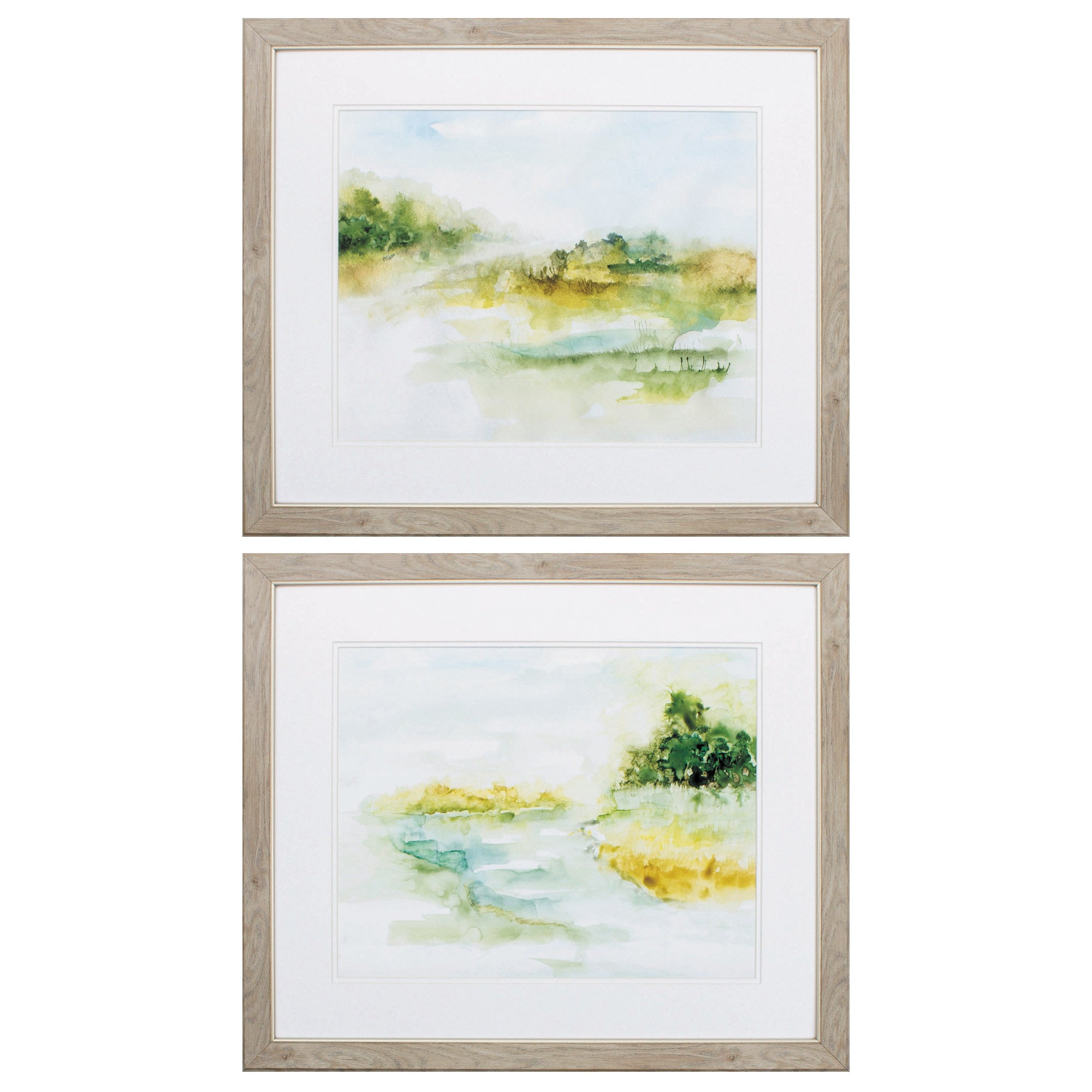 28" X 24" Ligth Wood Toned Frame Highland Inlet (Set of 2)