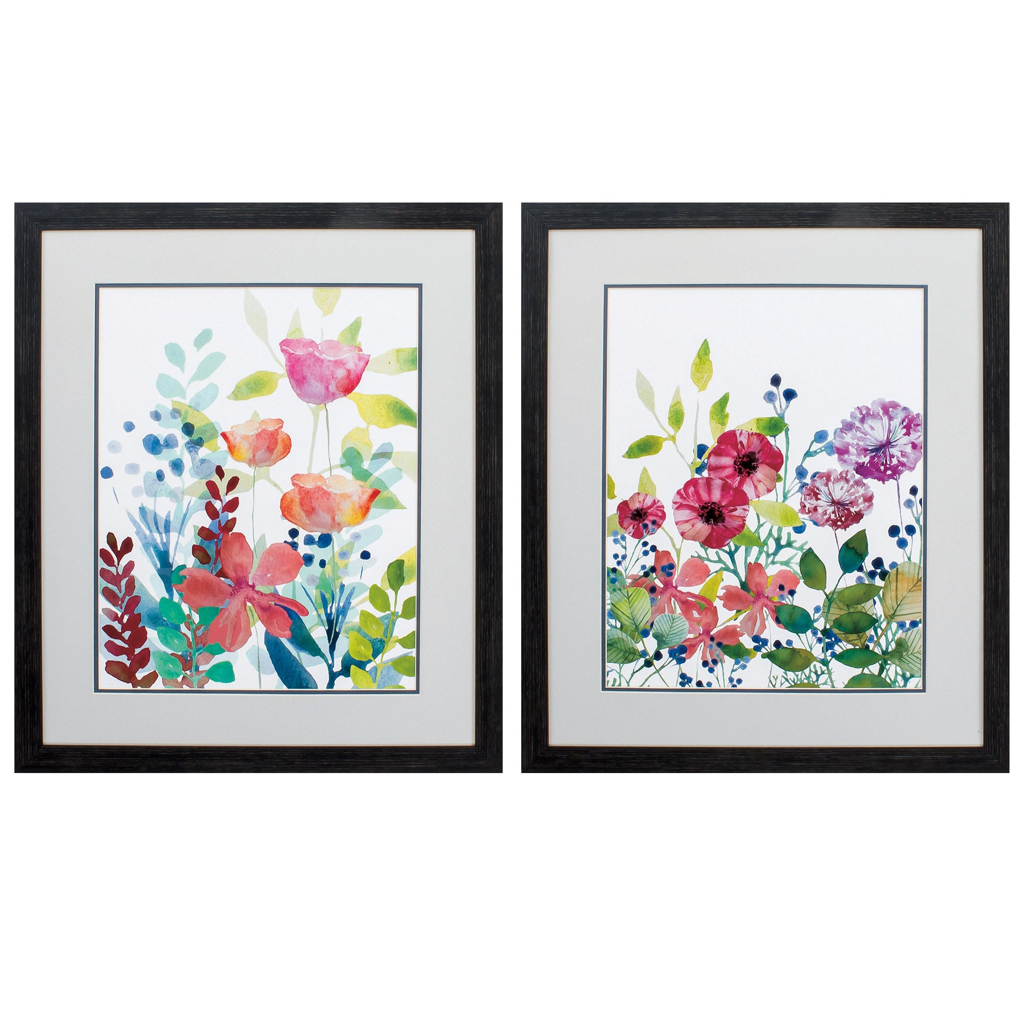 23" X 27" Distressed Black Frame Vivid Flower (Set of 2)