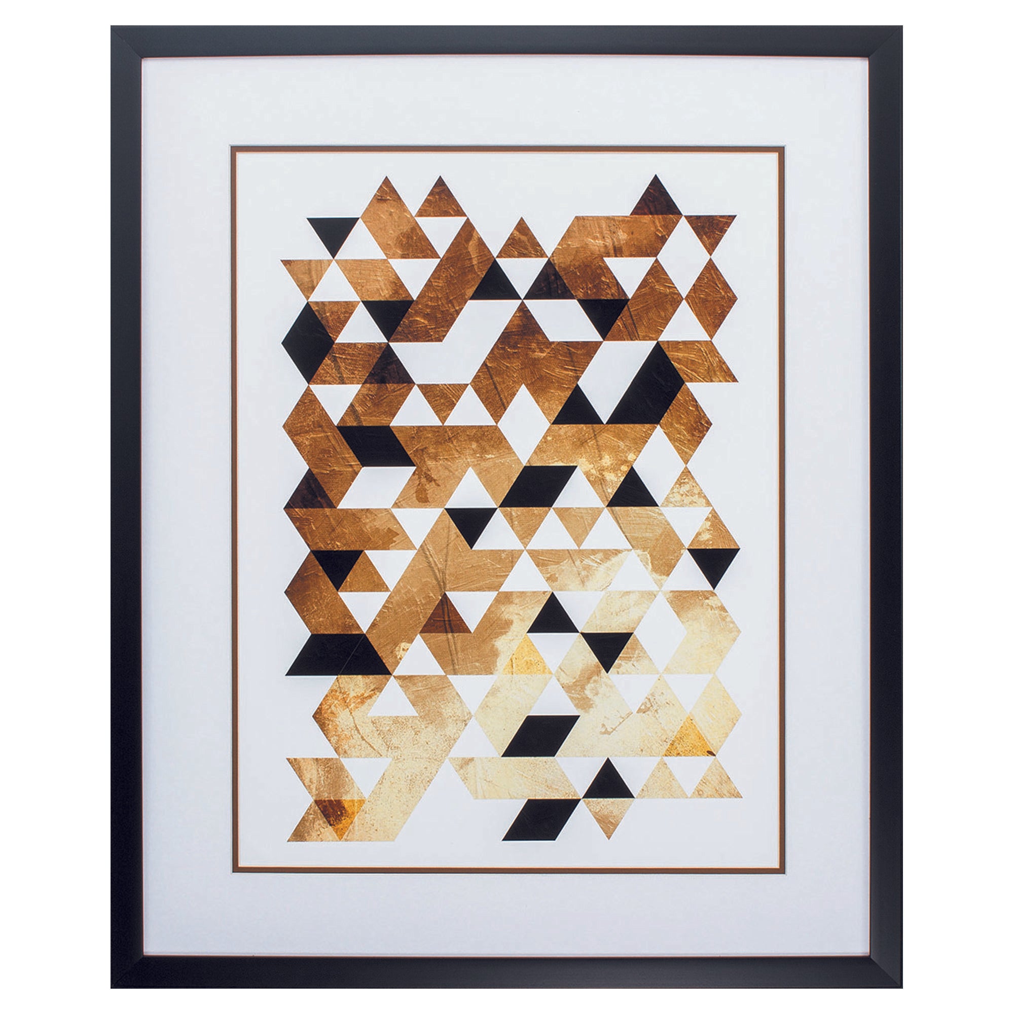 26" X 32" Dark Wood Toned Frame Linked Triangle I