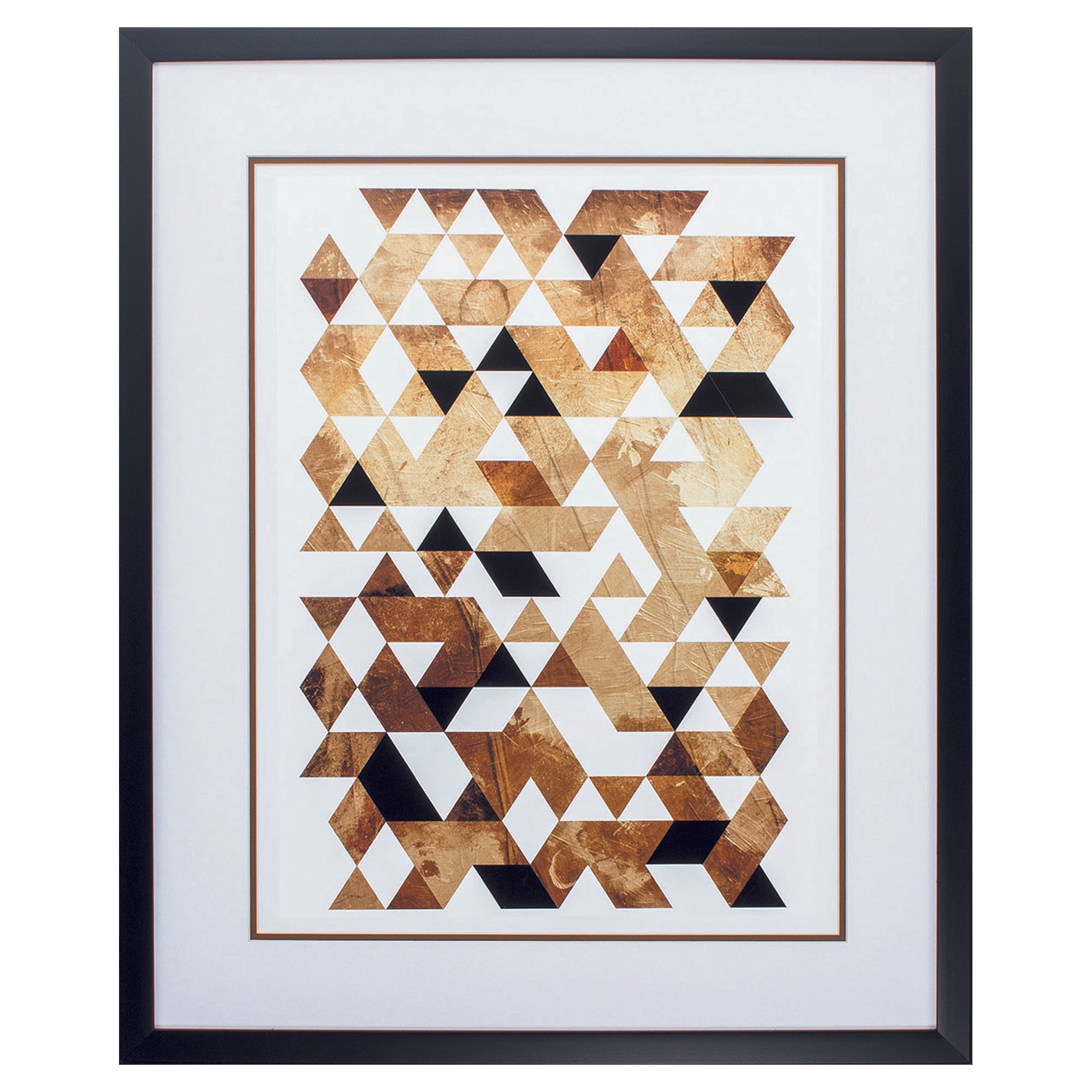 26" X 32" Dark Wood Toned Frame Linked Triangle II