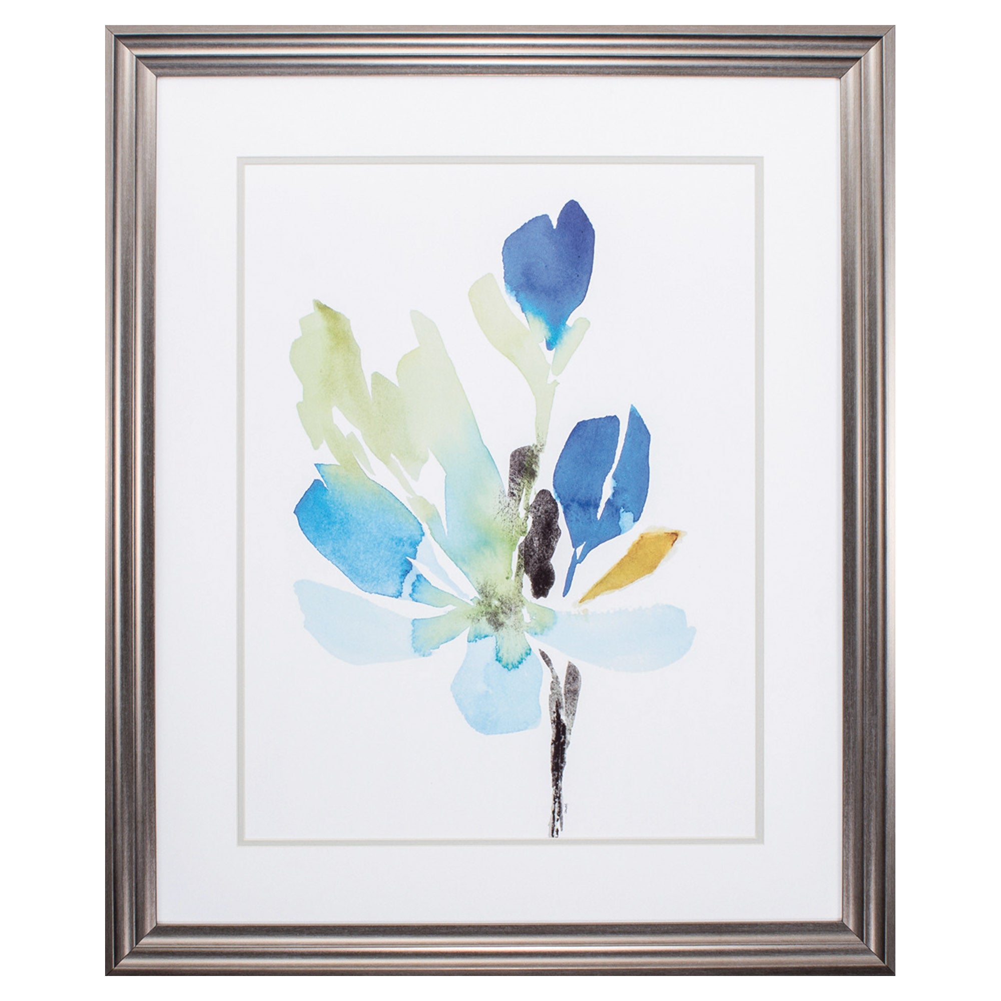 27" X 33" Gunmetal Gray Frame Delicate Blue Floral II