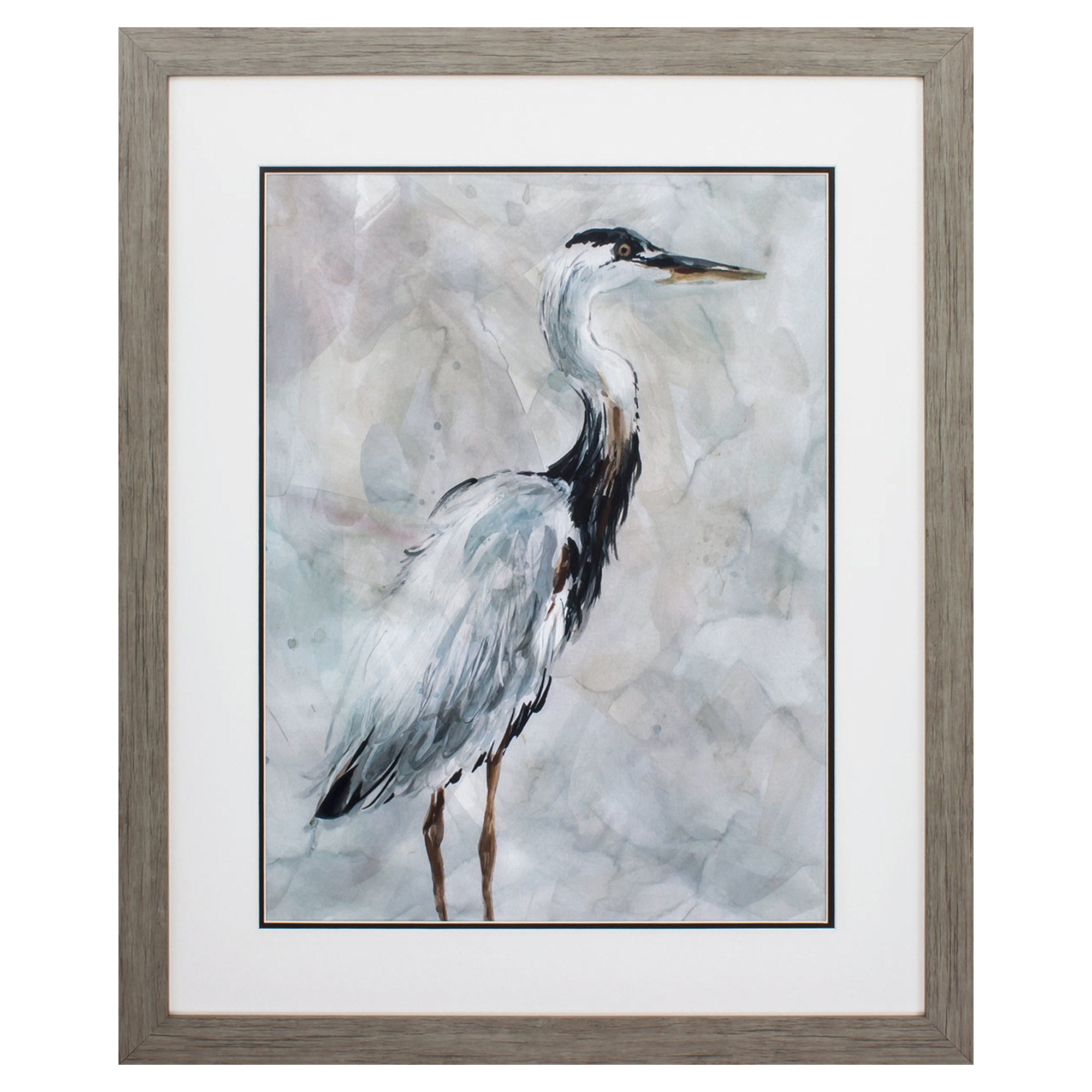 27" X 33" Woodtoned Frame Crane At Dusk I