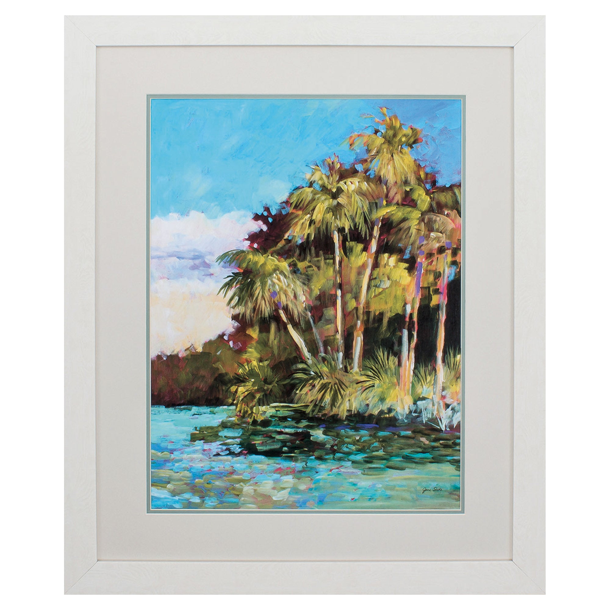 27" X 33" White Frame Tropical Side Of Town