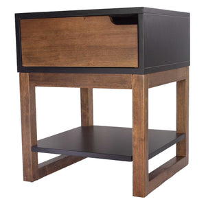 16" X 16" X 20" Black & Mocha Solid Wood One Drawer Side Table w/ Shelf