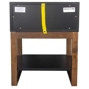 16" X 16" X 20" Black & Mocha Solid Wood One Drawer Side Table w/ Shelf