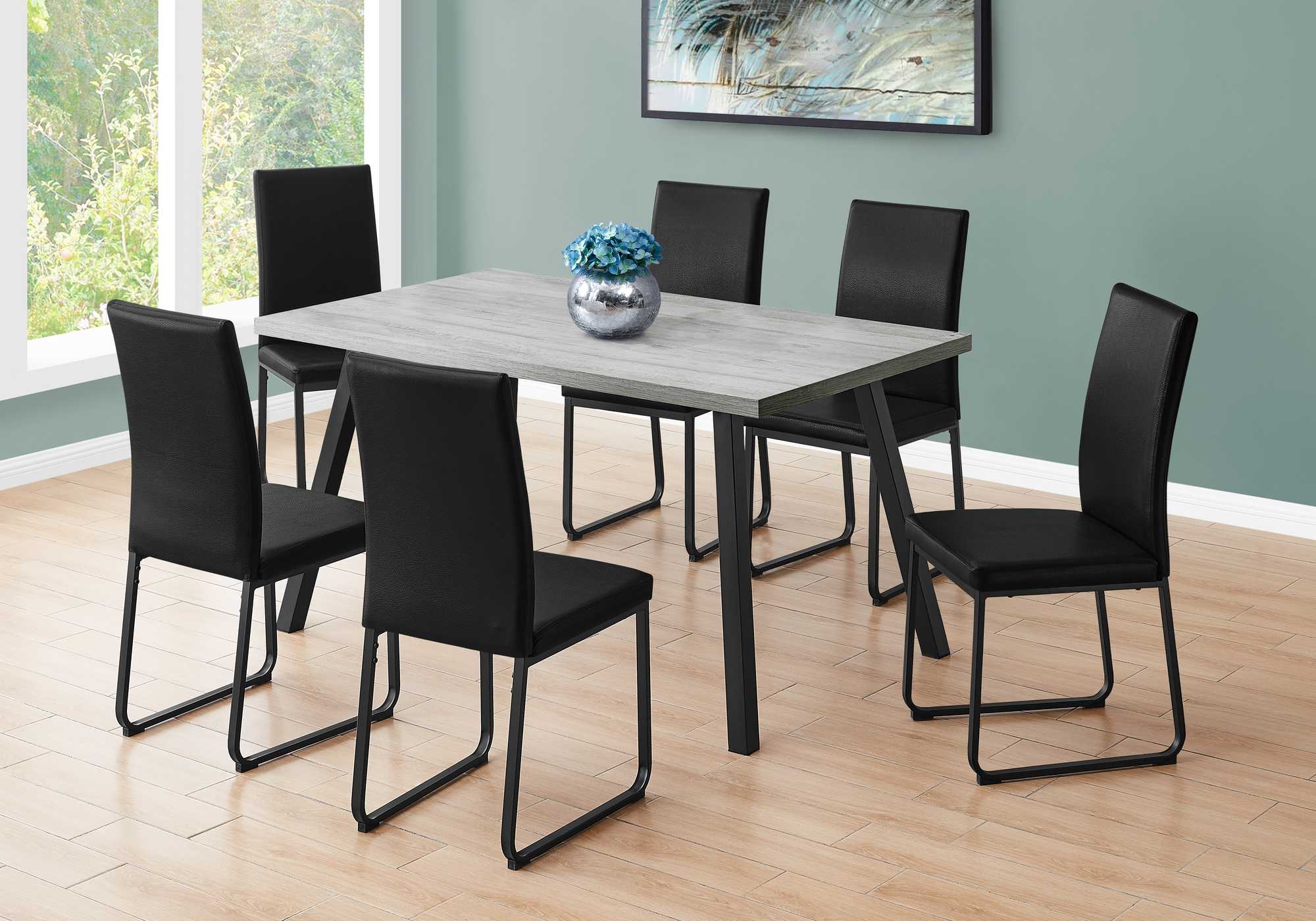 60" X 36" X 31 " Grey Black Metal Dining Table