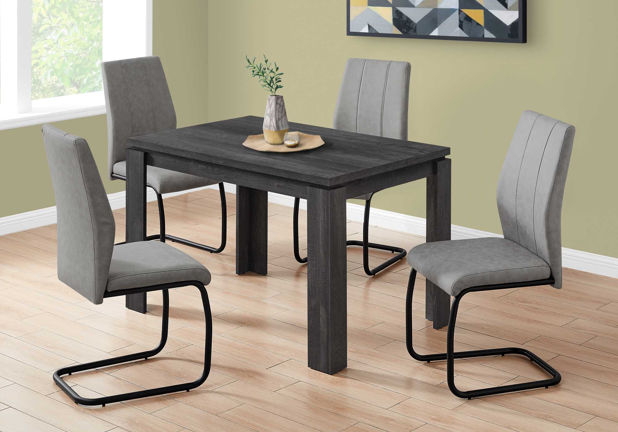 48" X 32" X 30.5 " Black Reclaimed Wood-Look Dining Table