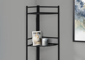 18.5" X 13.5" X 57.75" Black Metal Corner Etagere Bookcase