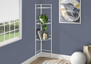 18.5" X 13.5" X 57.75" White Metal Corner Etagere Bookcase
