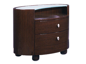 Dark Wood Finish Contemporary Nightstand with Glass Top