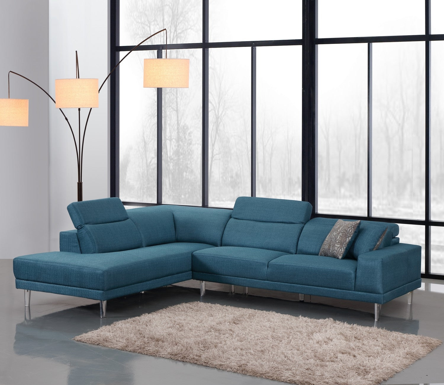 117" X 50" X 30" Blue LAF Sectional