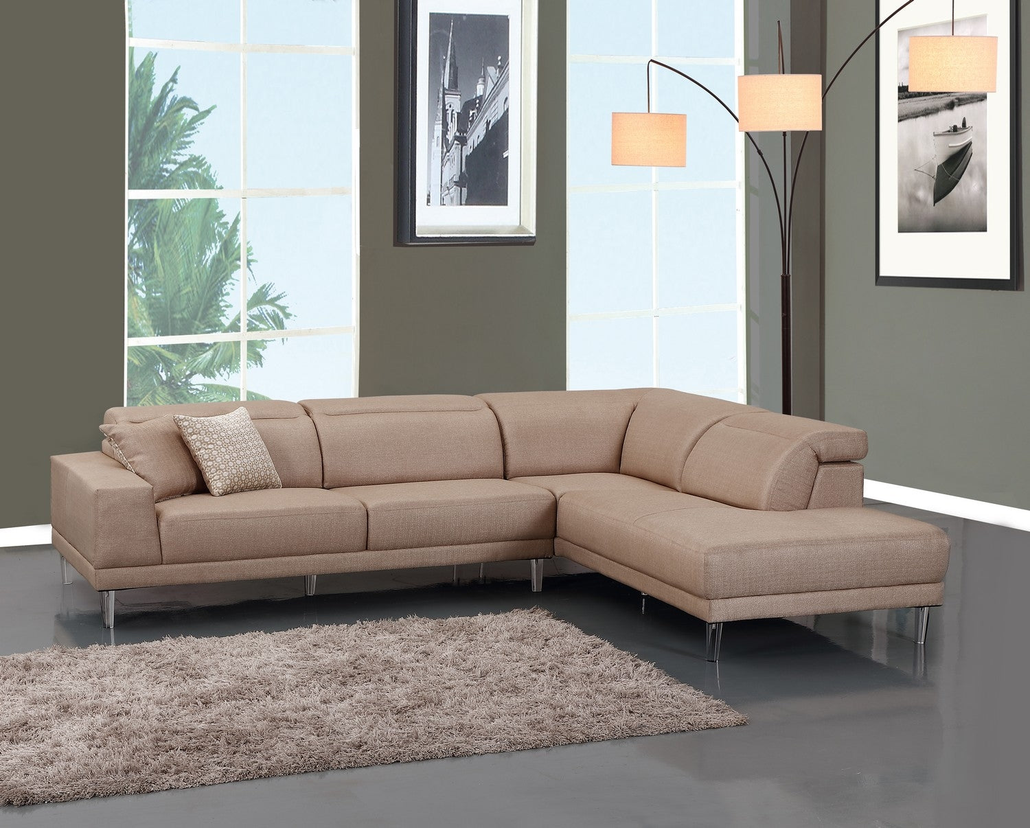 117" X 50" X 30" Beige  RAF Sectional