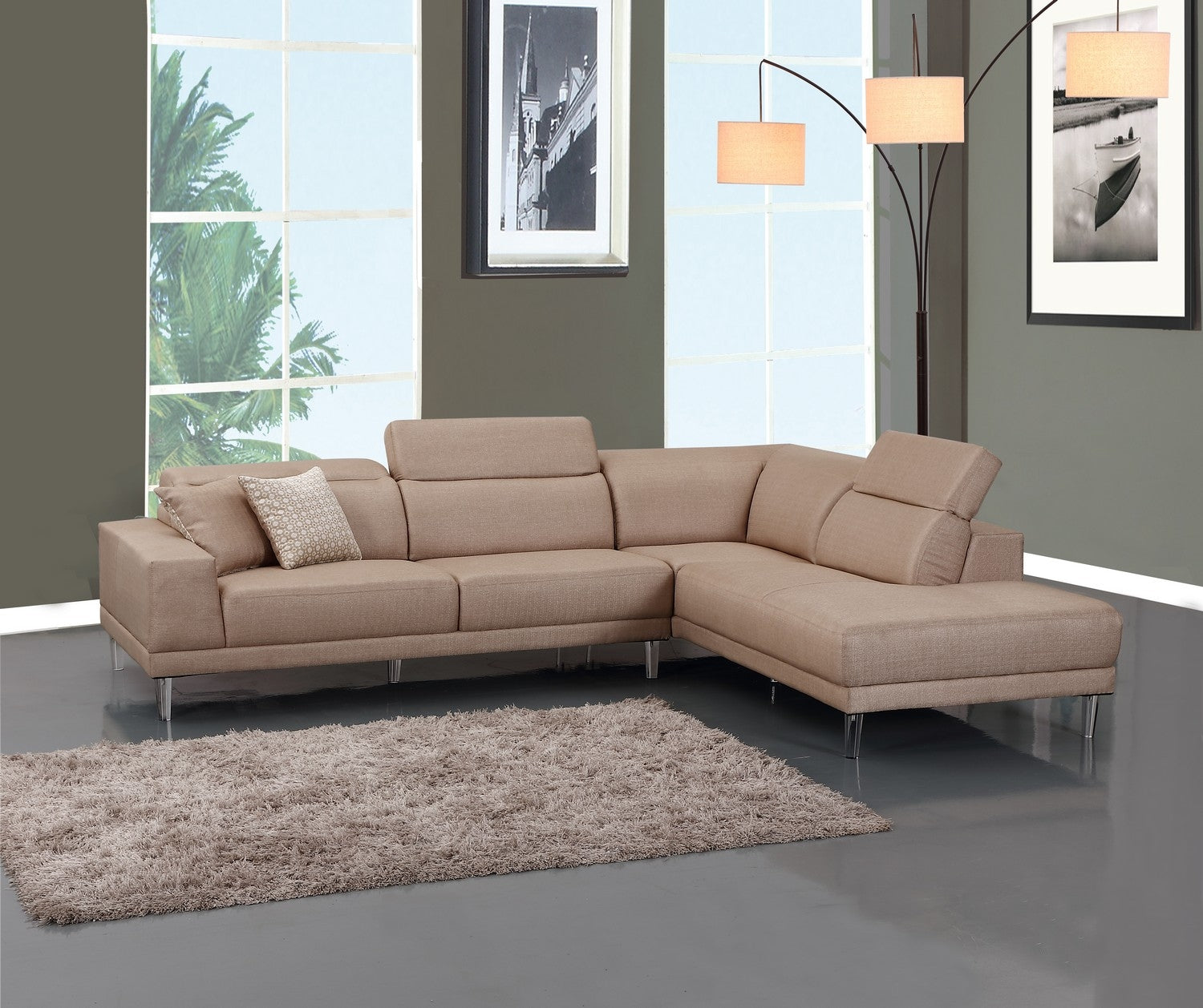 117" X 50" X 30" Beige  RAF Sectional