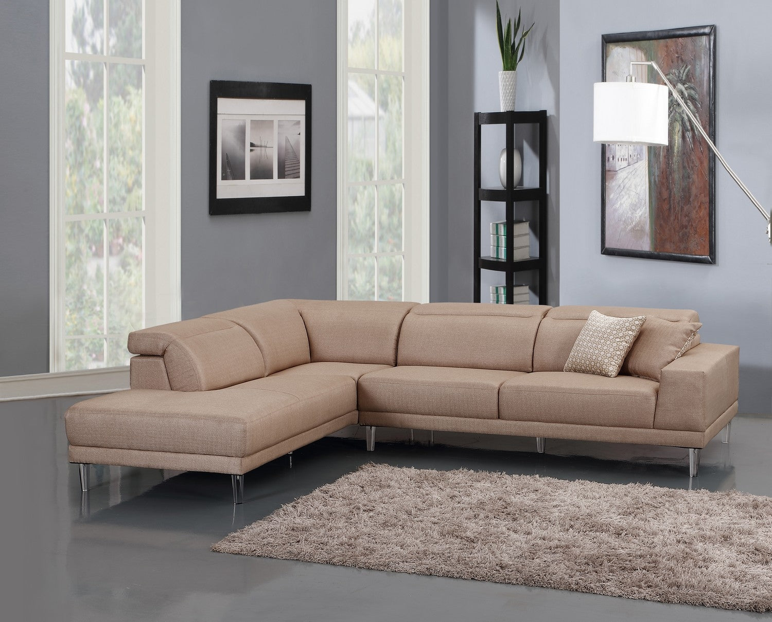 117" X 50" X 30" Beige  LAF Sectional