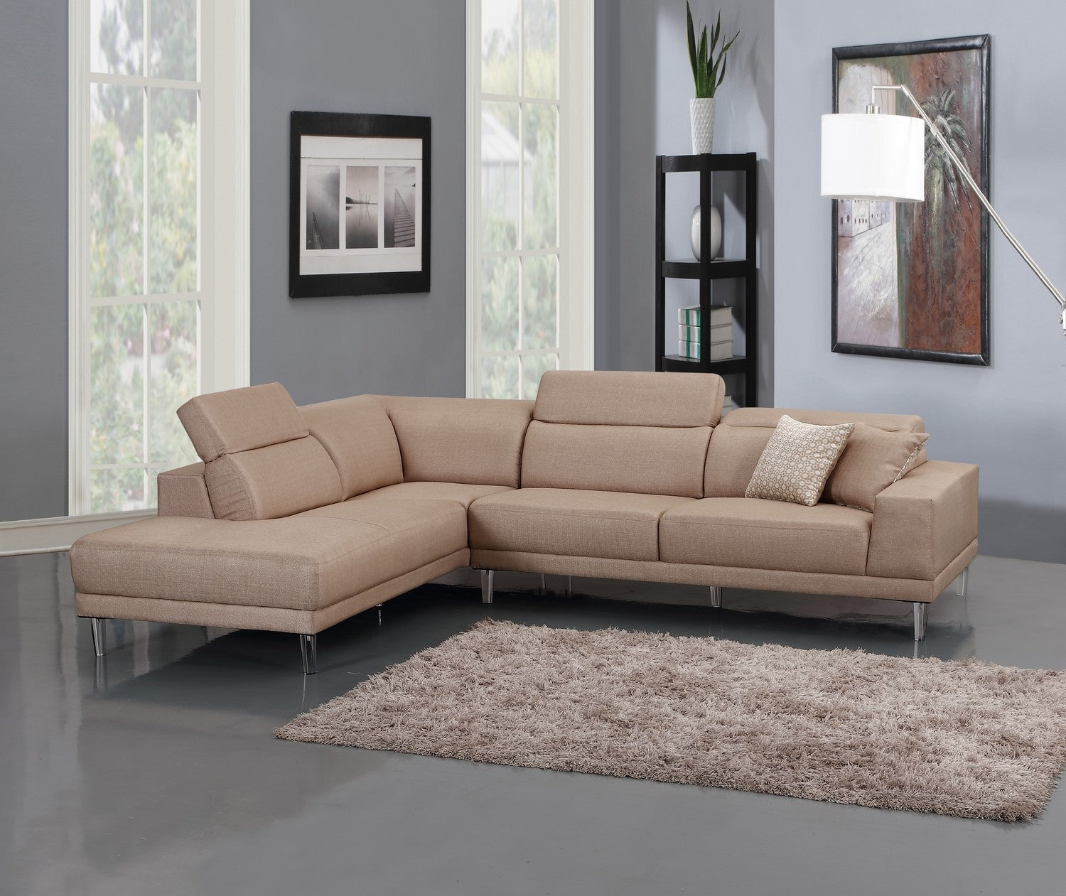117" X 50" X 30" Beige  LAF Sectional