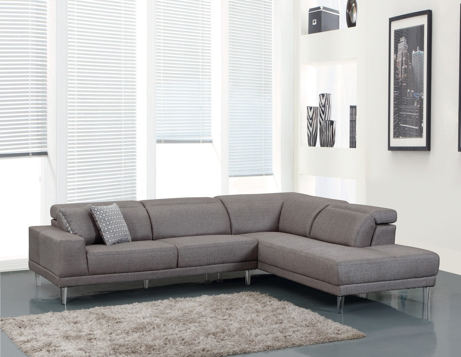 117" X 50" X 30" Gray  RAF Sectional