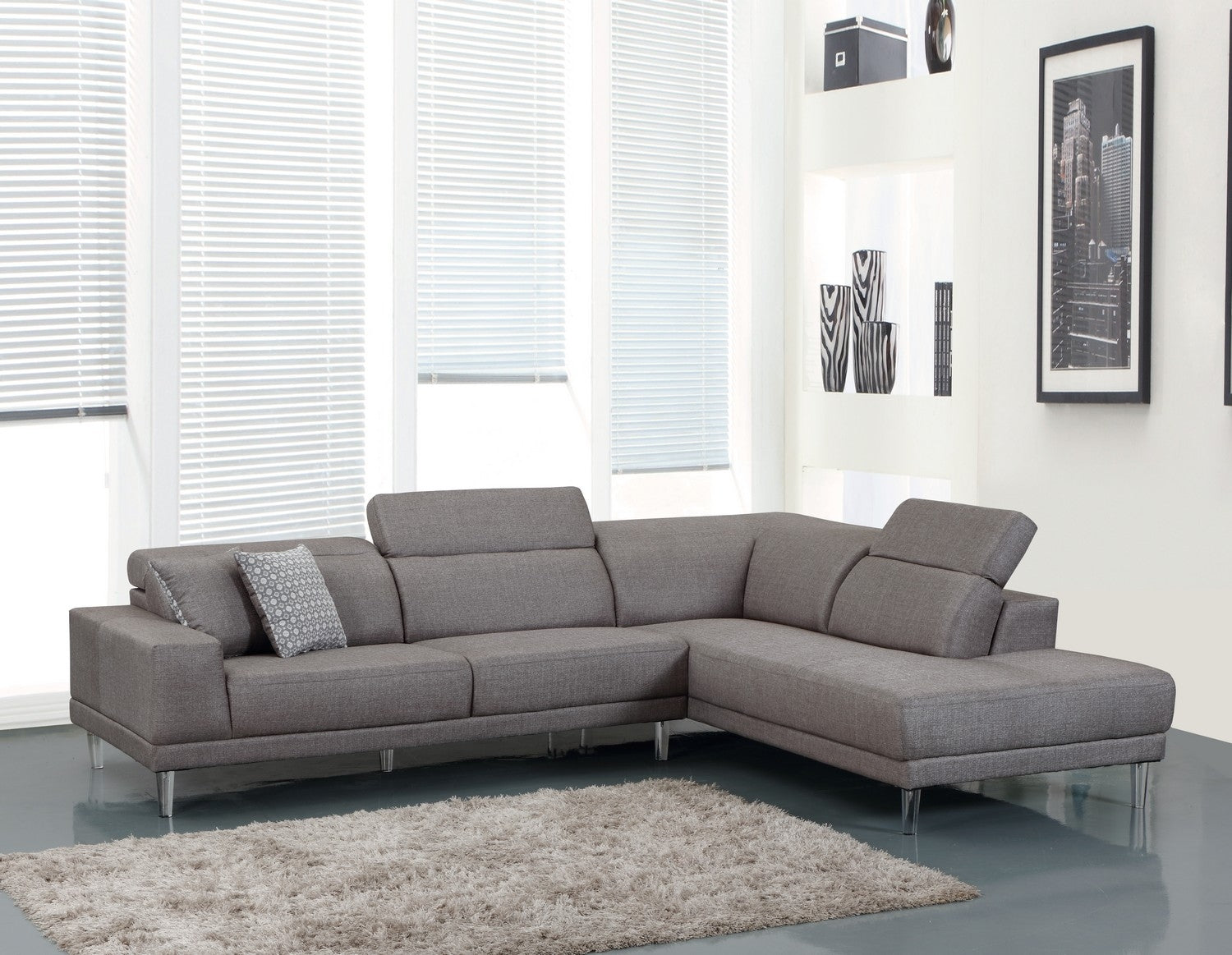 117" X 50" X 30" Gray  RAF Sectional