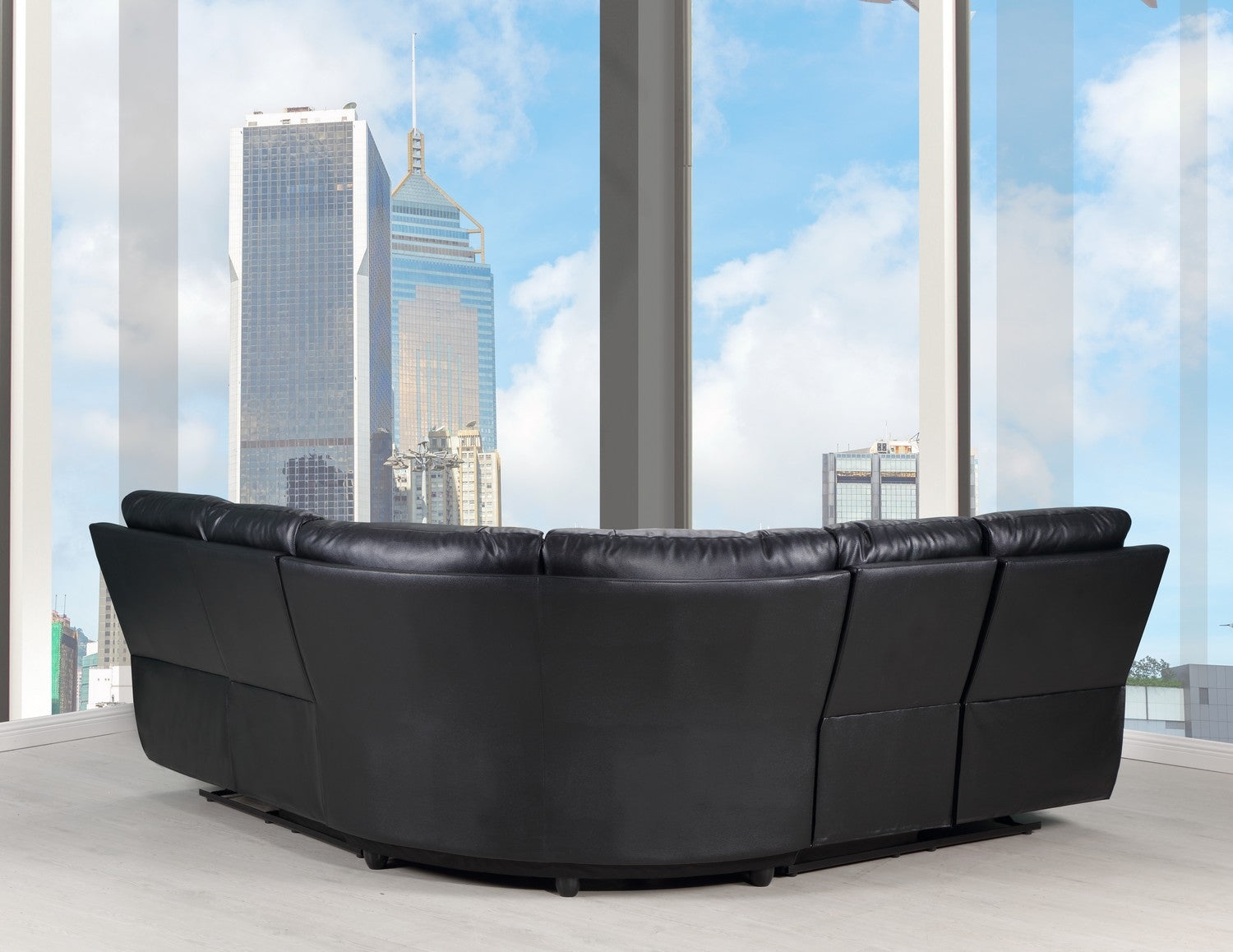 80" X 80" X 39" Black  Power Reclining Sectional