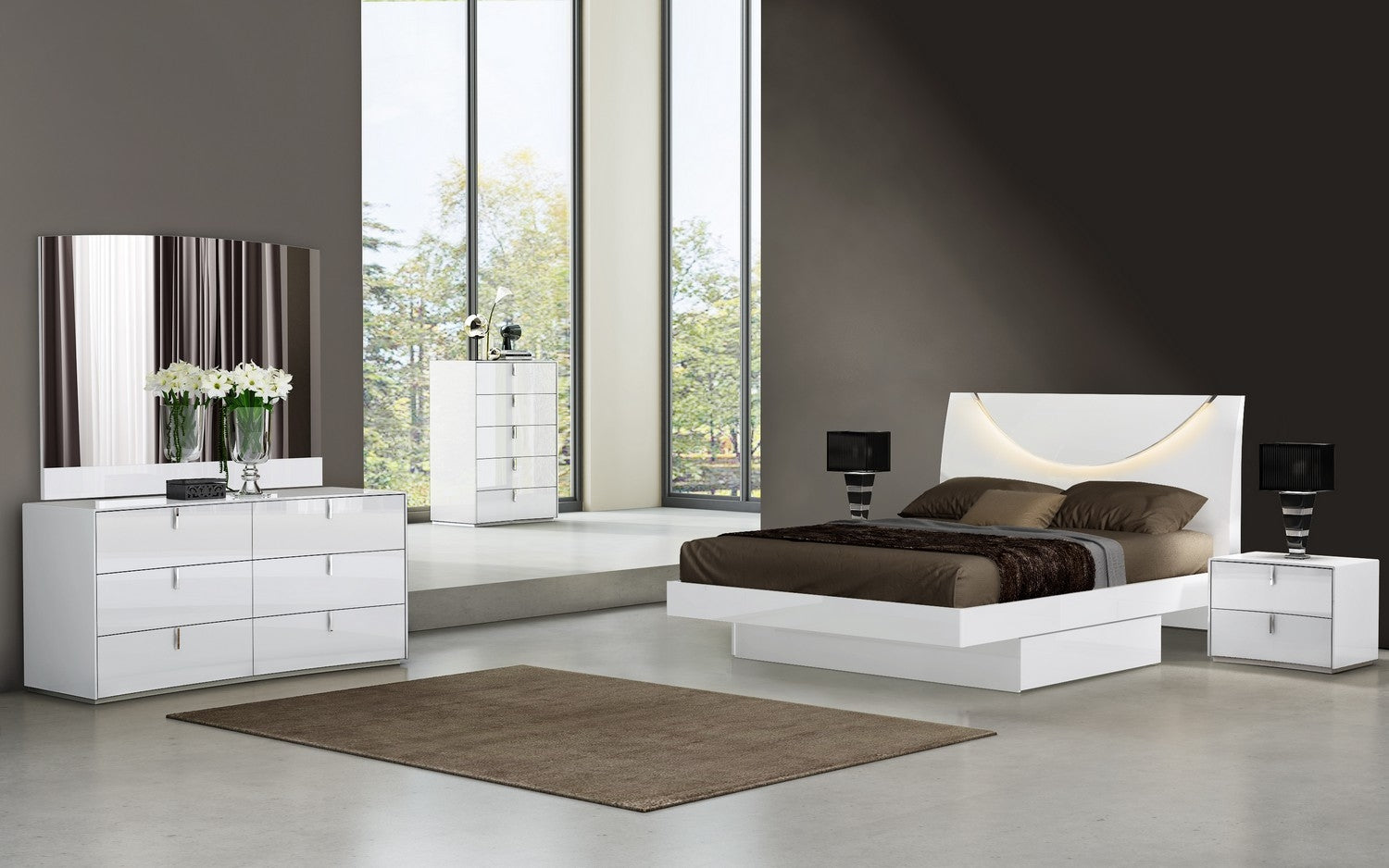 481" X 195.3" X 74".1 White  4PC Eastern King Bedroom Set