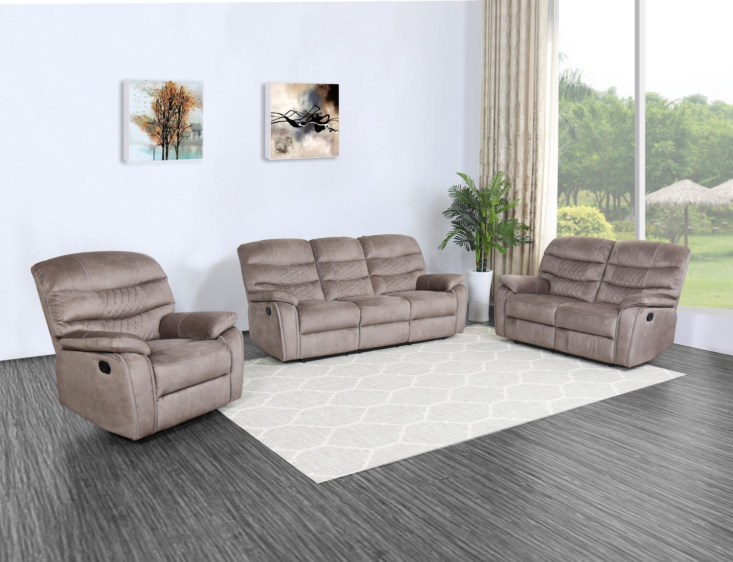 183" X 114" X 120" Light Brown  Sofa Set