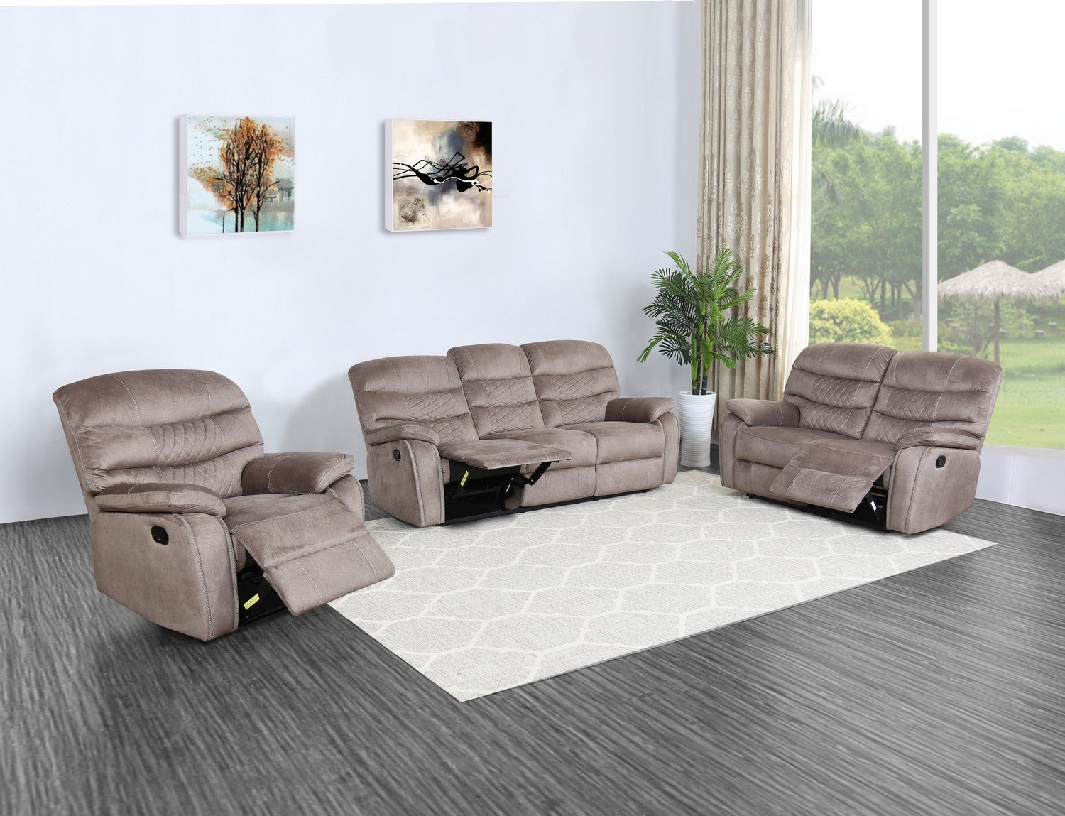 183" X 114" X 120" Light Brown  Sofa Set