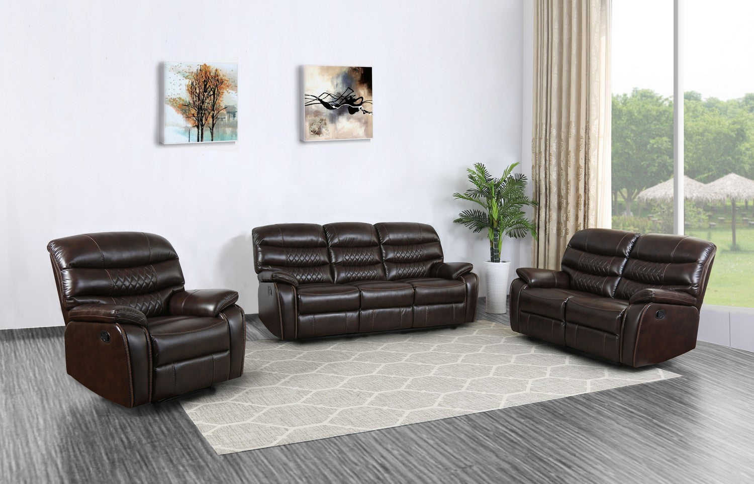 183" X 114" X 120" Dark Brown  Sofa Set