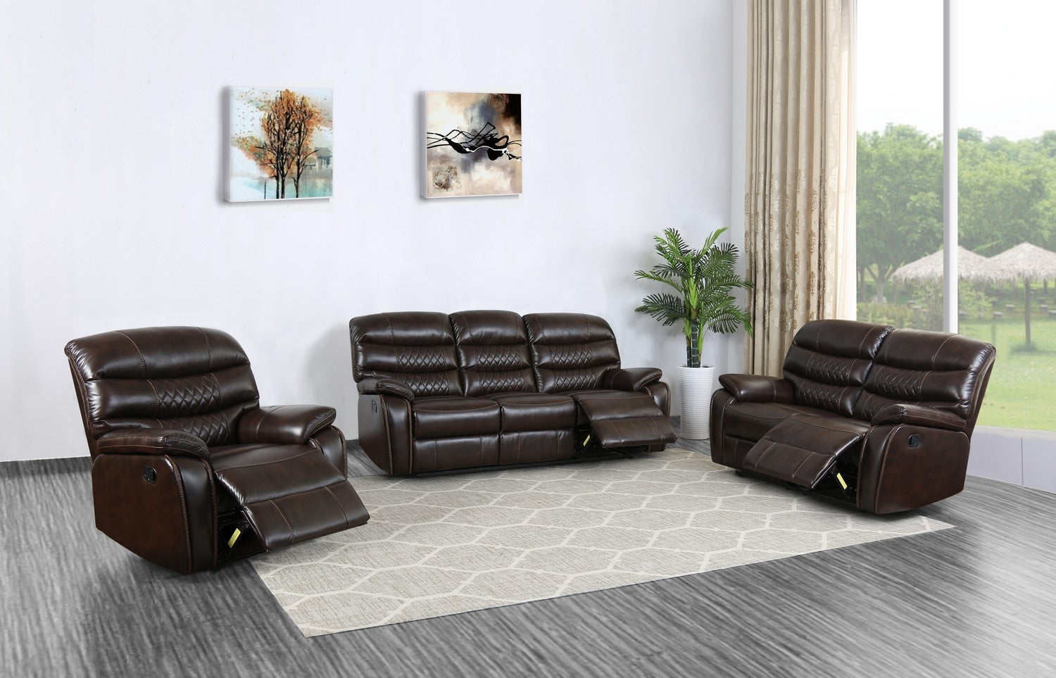 183" X 114" X 120" Dark Brown  Sofa Set