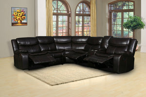92"or 106" X 37" X 39" Brown  Reclining Sectional
