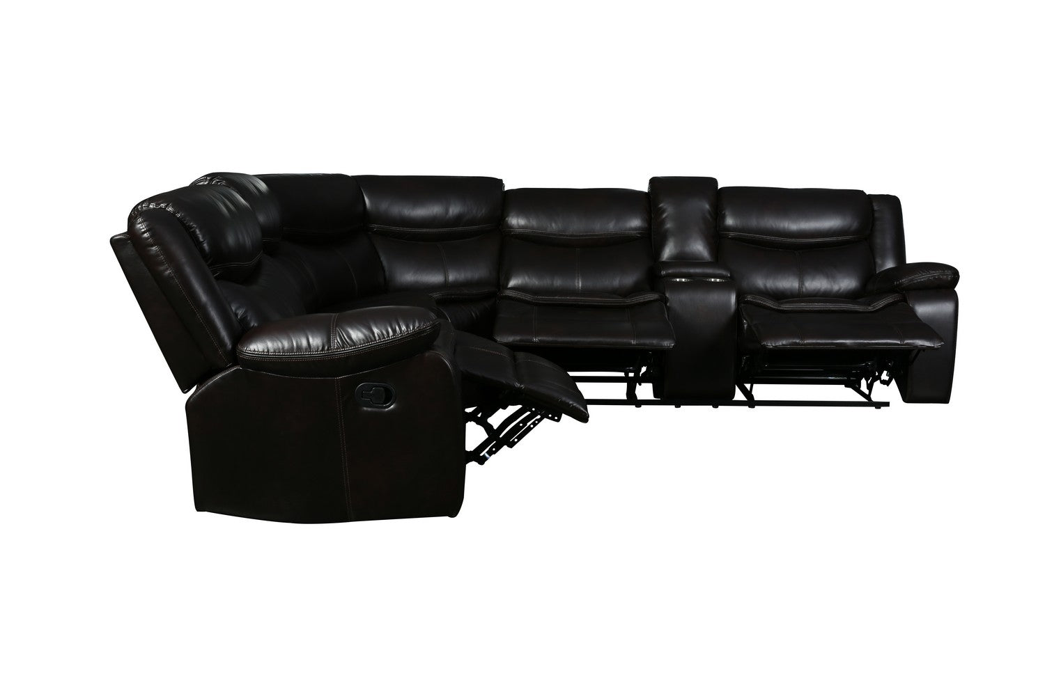 92"or 106" X 37" X 39" Brown  Reclining Sectional