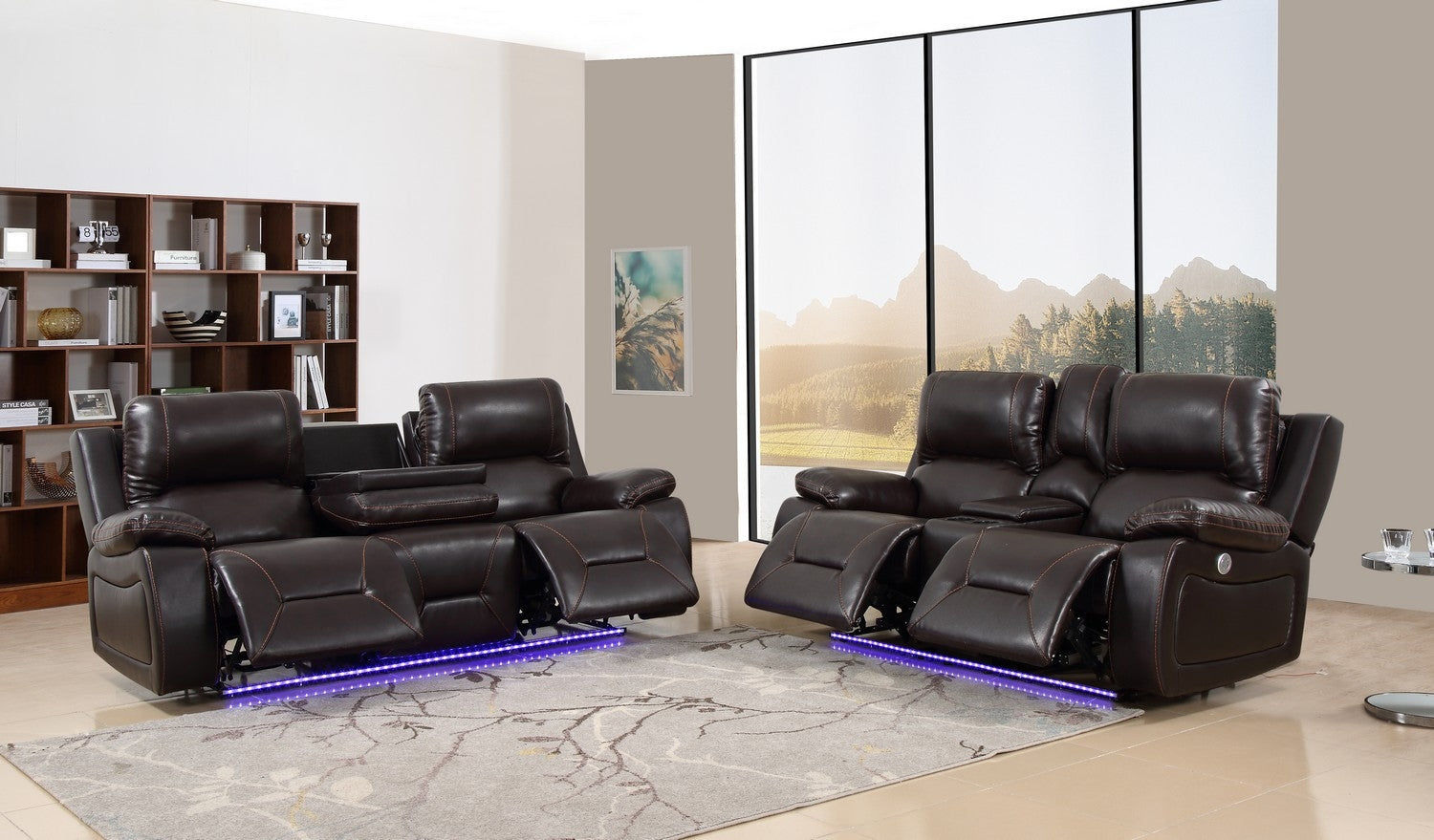 166" X 80" X 80" Brown  Power Reclining Sofa Love