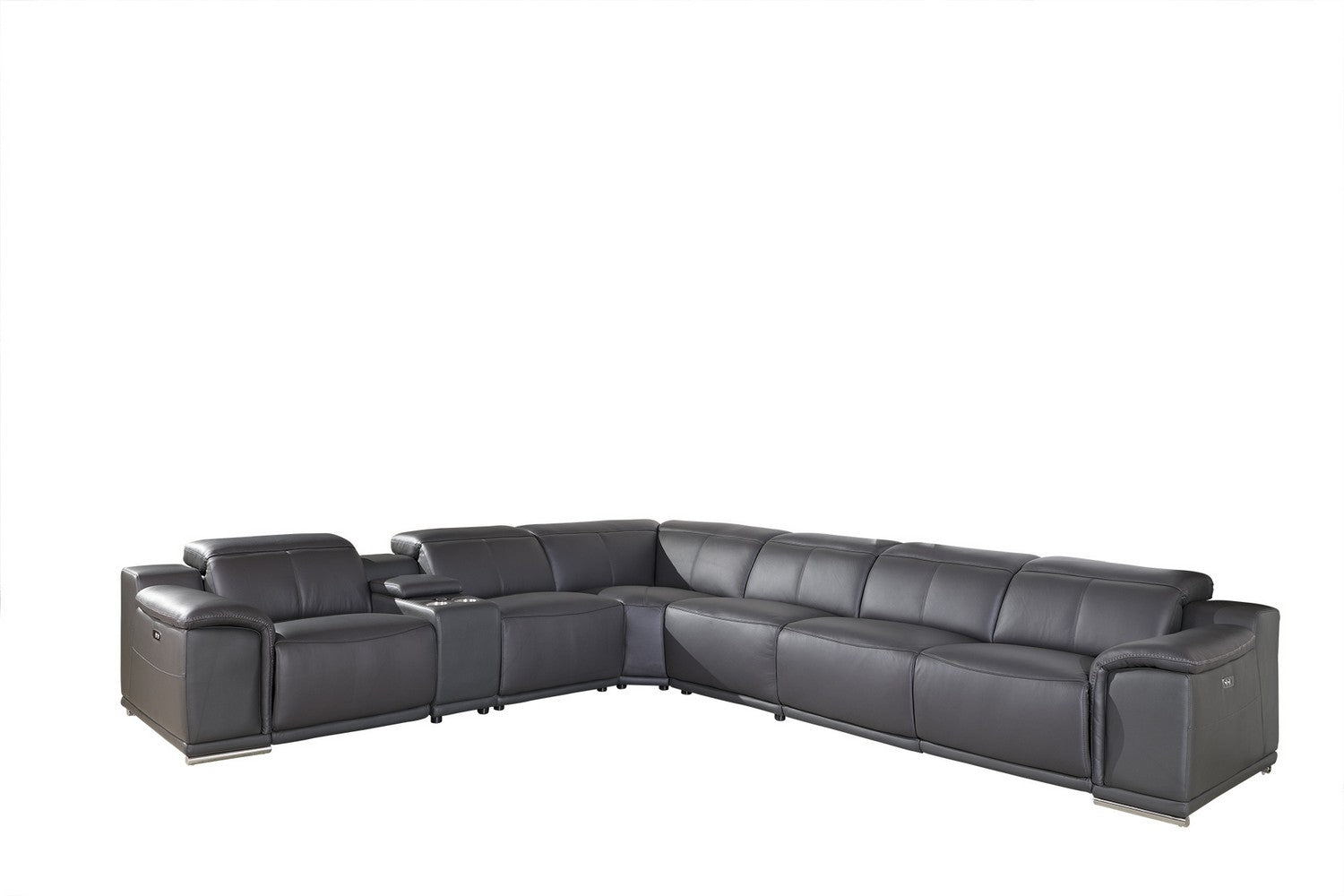 241" X 280" X 220.2" Dark Grey Power Reclining 7PC Sectional
